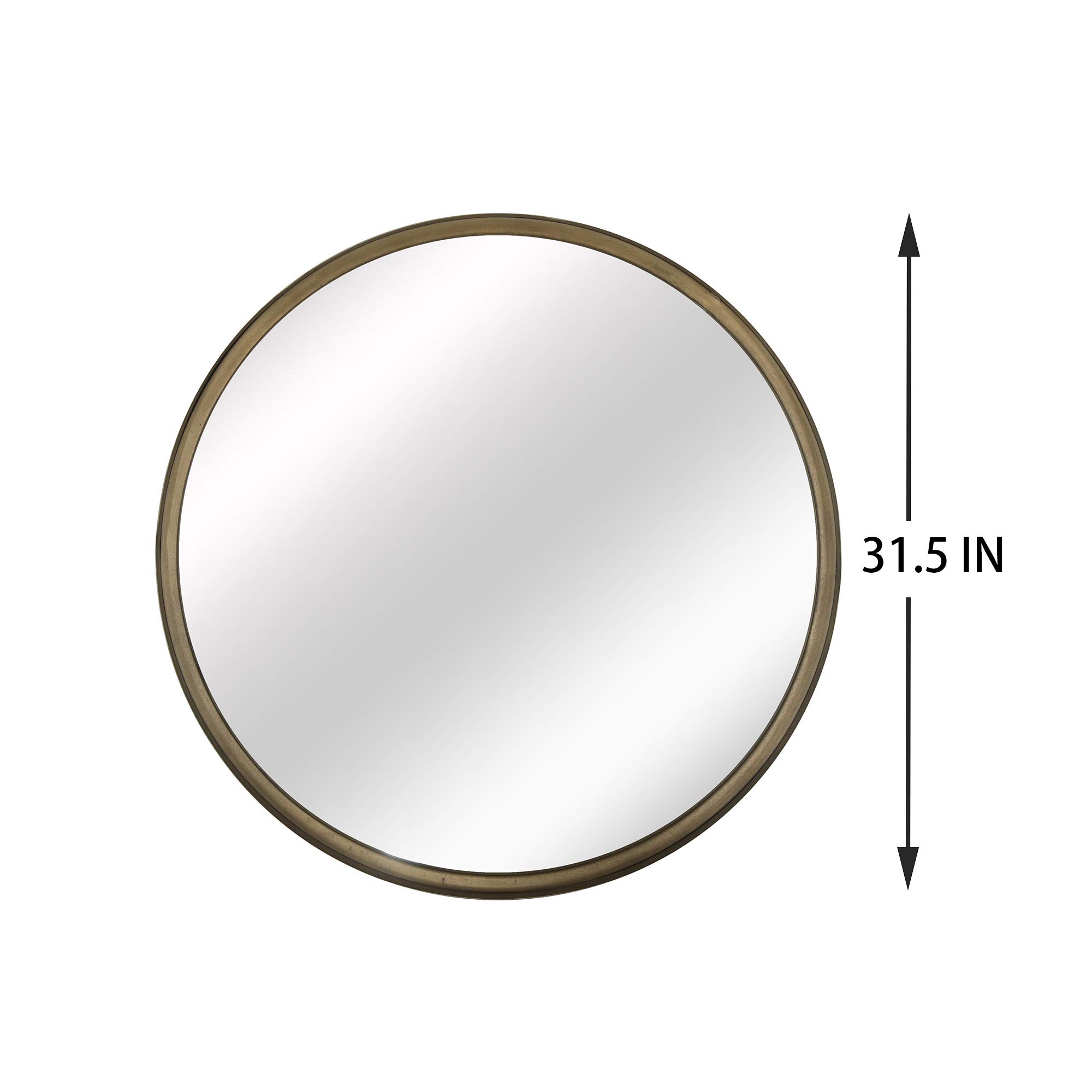 28 Inch Round Gold Wall Mounted Vanity Mirror with Metal Frame - Large Circle Decorative Mirror for Bathroom, Living Room, Entryway & Makeup Area - Perfect for Wall Decor, Dressing Room and Home Styling