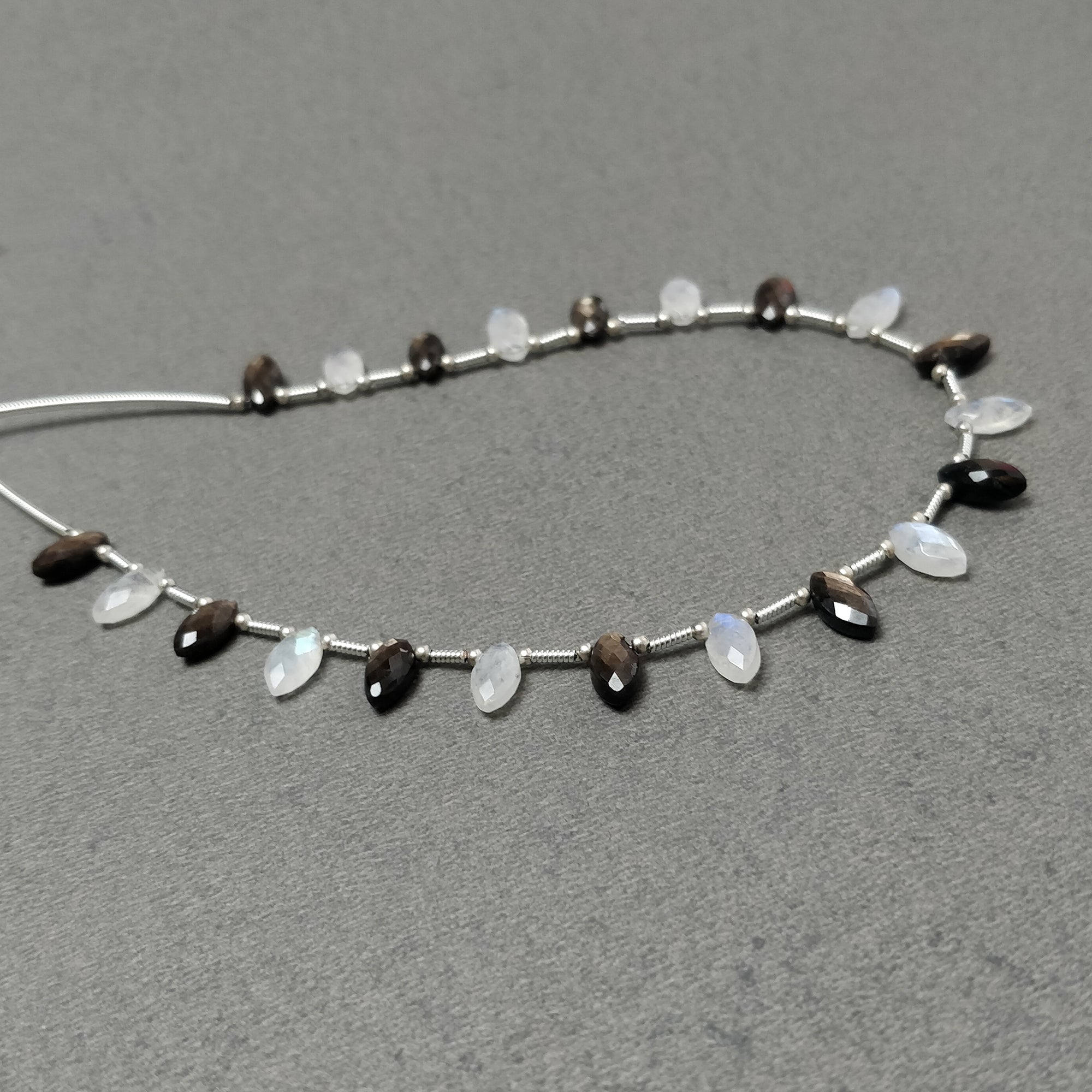 Natural Untreated Chocolate Sapphire & Moonstone Gemstone Checker Cut Loose Beads - 21.00cts (Approx) - 8x4mm Marquise Faceted for Bracelet Making, Jewelry Design & DIY Crafts - Perfect for Boho, Wedding & Gift Jewelry