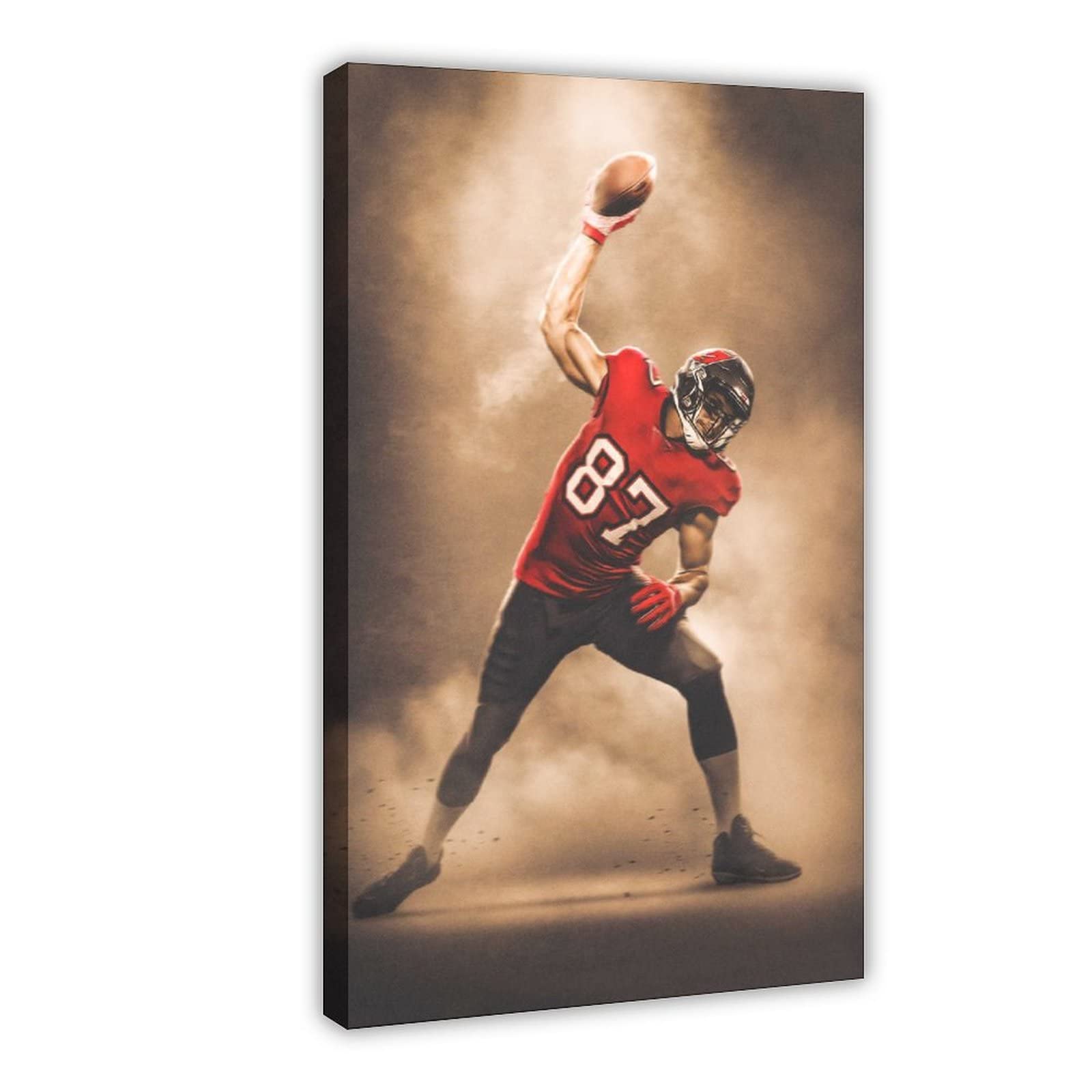 Rob Gronkowski Sports Poster - 24x36 Inch (60x90cm) Canvas Wall Art for Bedroom, Office & Man Cave Decor - Perfect Gift for NFL Fans & Football Enthusiasts - Ideal for Game Rooms, Sports Bars & Fan Cave Decorations
