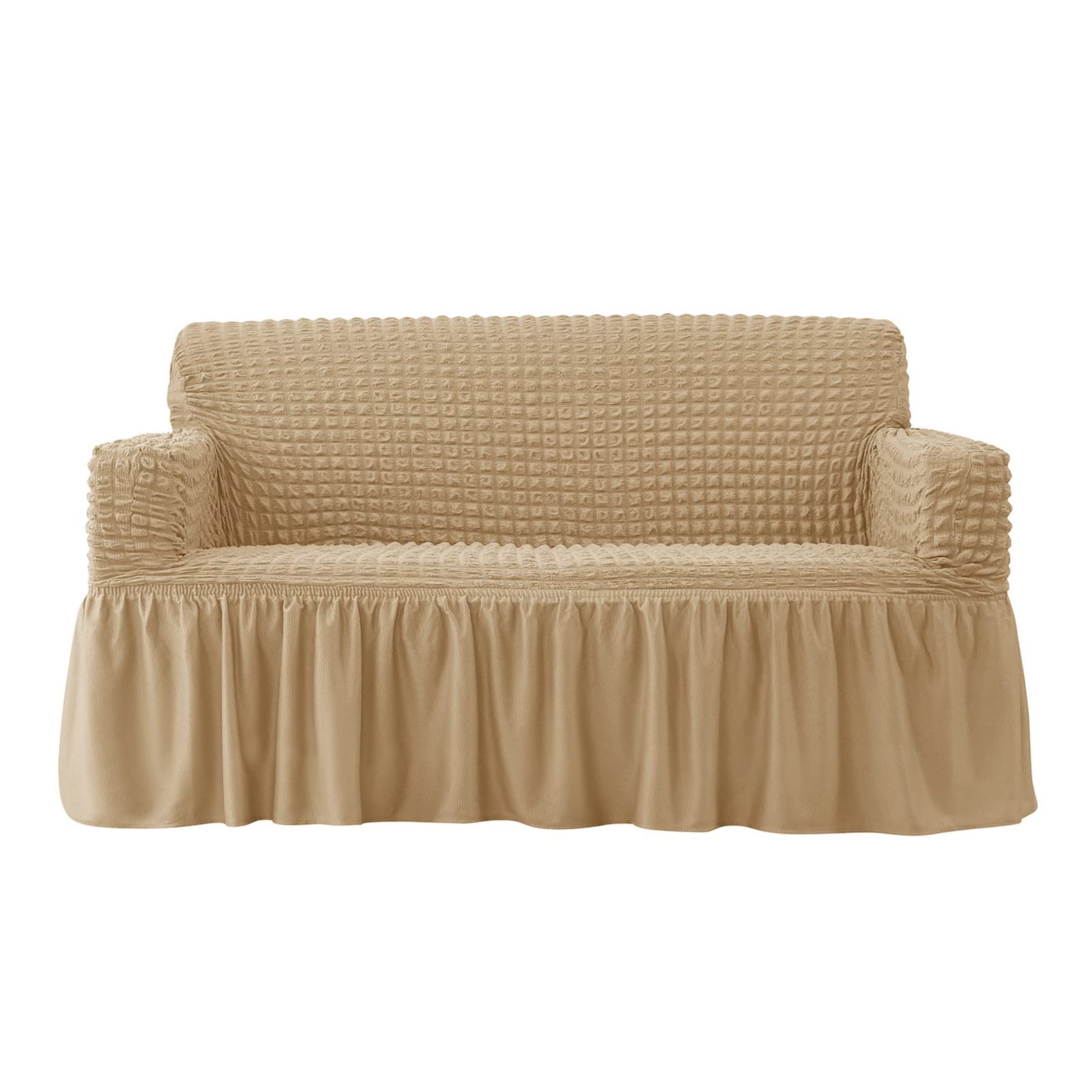 ERFHJ Seersucker Stretch Sofa Cover for 1/2/3/4 Seater Couches - Washable Bubble Lattice Couch Slipcover with Skirt, Furniture Protector for Living Room, Bedroom & Office (#15-M)