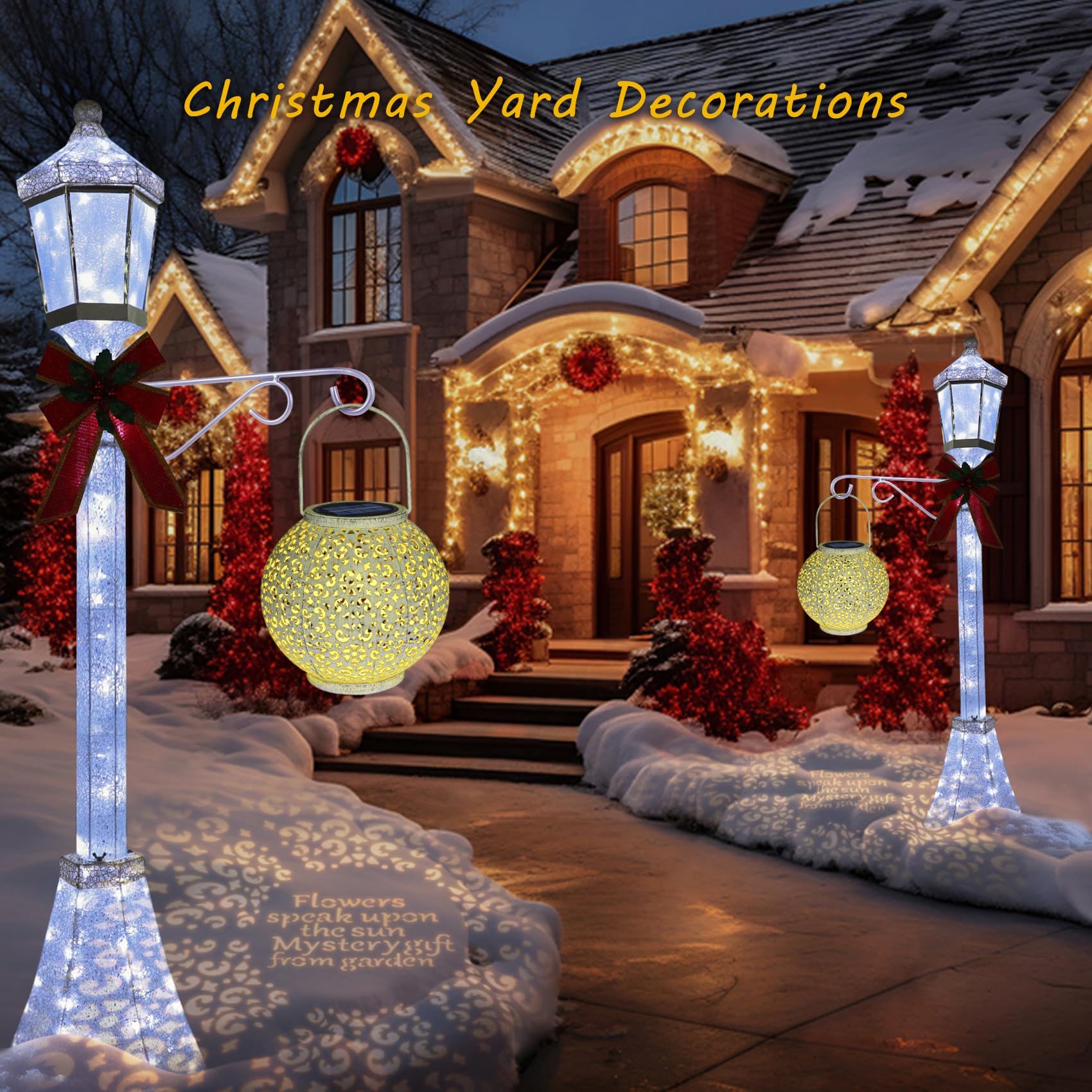 Outdoor Solar Powered LED Hanging Lantern - Waterproof Metal Garden Light for Patio, Yard & Christmas Decor - Perfect Gift for Mom (White, 1 Pack) - Ideal for Backyard Parties, Wedding Decor & Holiday Lighting