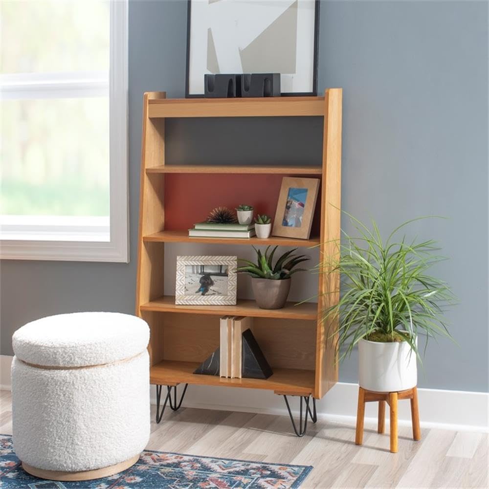 Perry Bookcase with Iron Legs - Sturdy Modern Bookshelf for Home & Office - Perfect for Living Room, Bedroom, or Study Organization