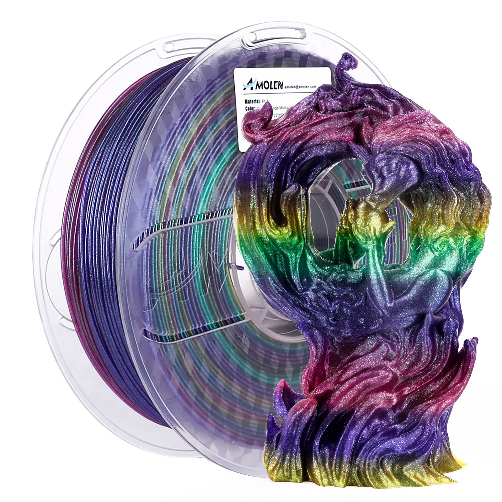 AMOLEN PLA 3D Printer Filament 1.75mm - Color Changing Multicolor 3D Printing Filament 1KG/2.2lb for DIY Crafts, Cosplay Props & Home Decor Projects