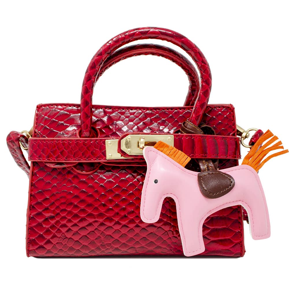 Lavender Crocodile Embossed Pony Hair Handbag for Women - Elegant Crossbody Purse for Work, Party & Evening Out