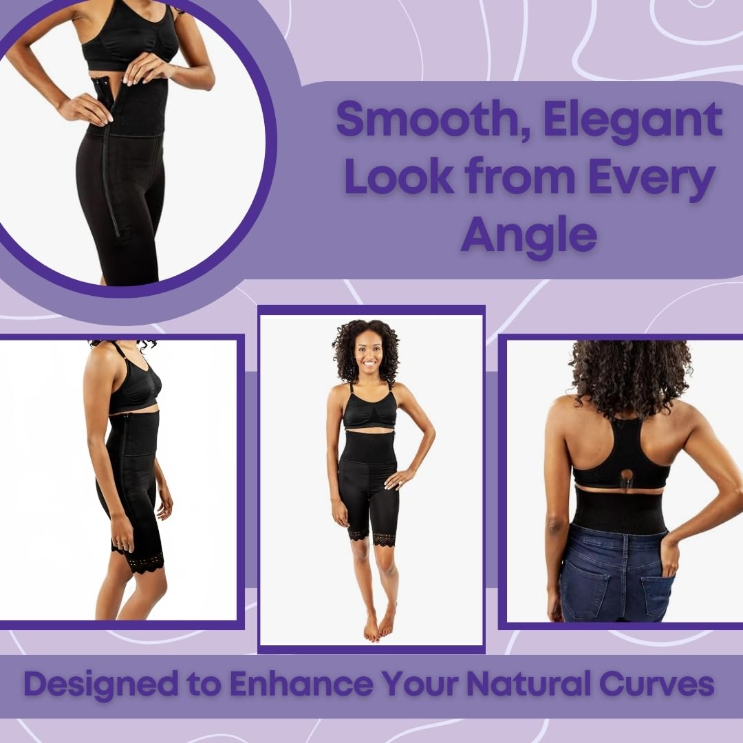 ContourMD High Waist Compression Shorts for Women - Post Surgery Shapewear with Thigh & Tummy Control - Black Size S - Perfect for Recovery, Workouts & Everyday Comfort