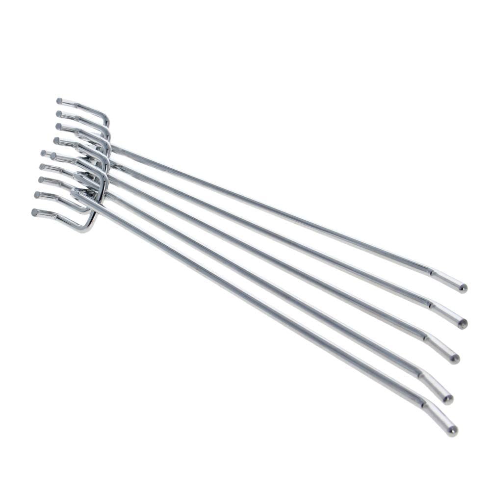 MroMax Pegboard Hooks 5-Pack - Silver Grid Wall Hooks for Supermarket Displays & Retail Organization - Perfect for Tool Storage, Kitchen Utensils & Garage Organization