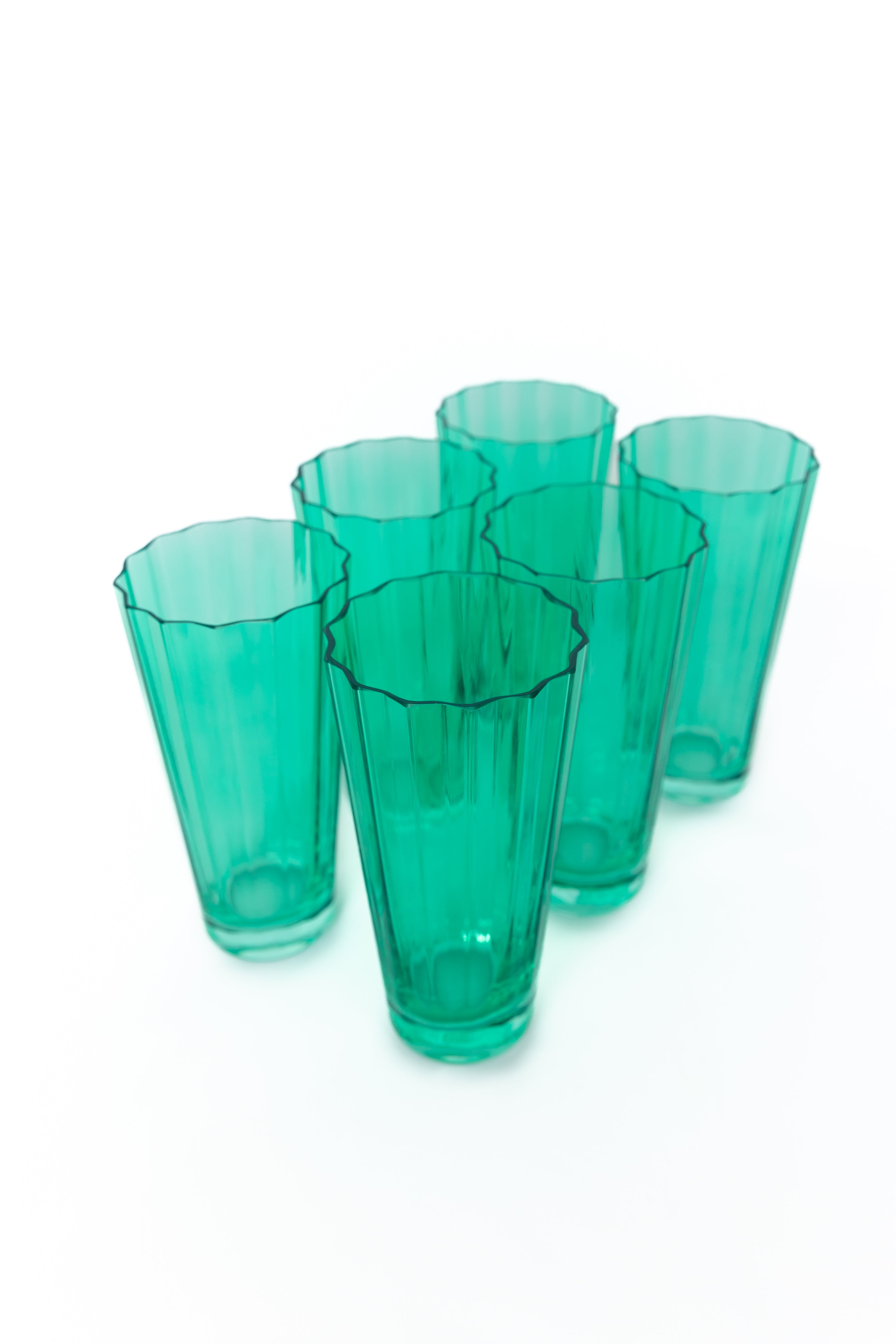 Estelle Colored Sunday Highball Glasses - Set of 6 (Kelly Green) - Perfect for Cocktails, Iced Tea & Entertaining
