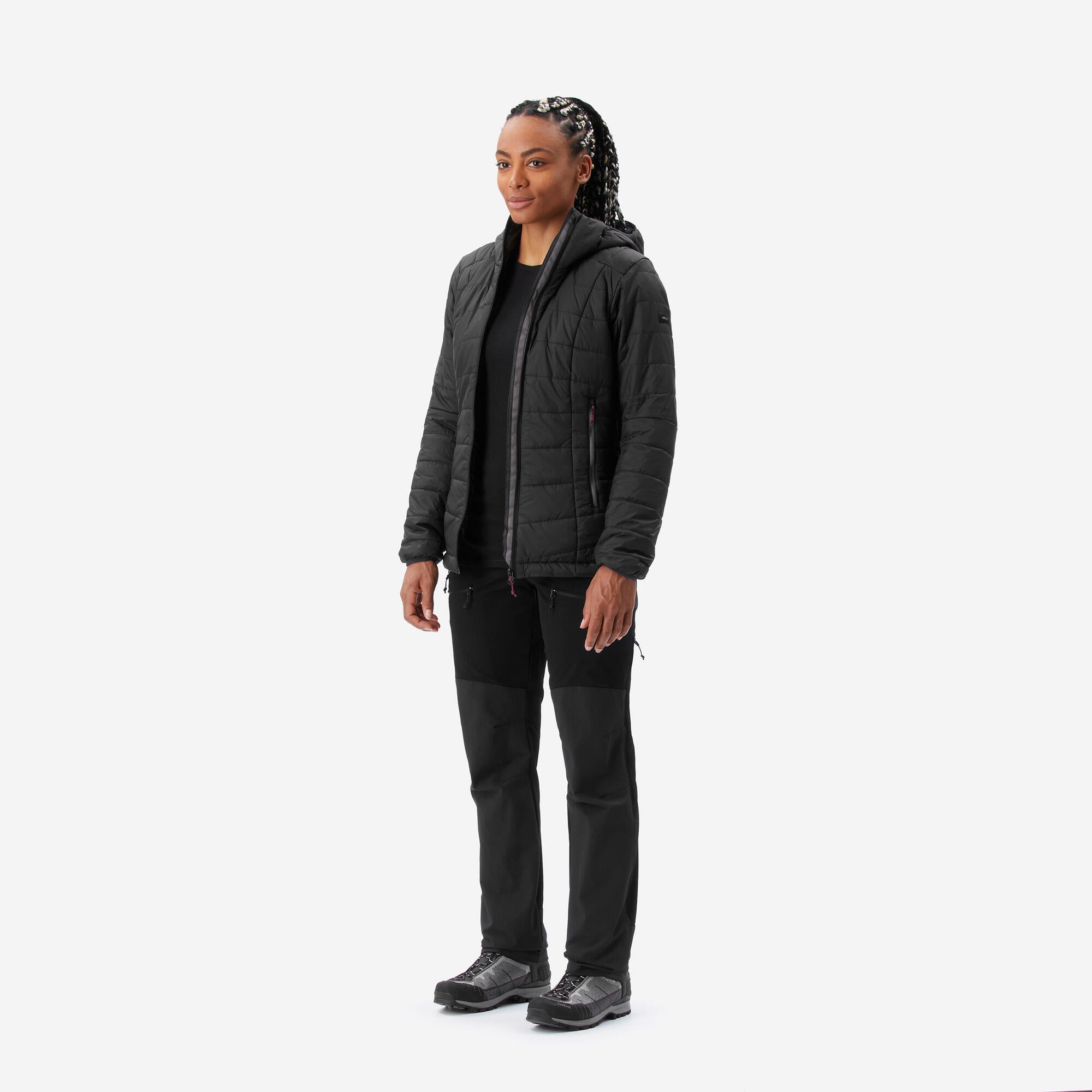 Forclaz Women's MT100 Lightweight Hooded Synthetic Jacket - Waterproof Windproof Hiking & Outdoor Activities
