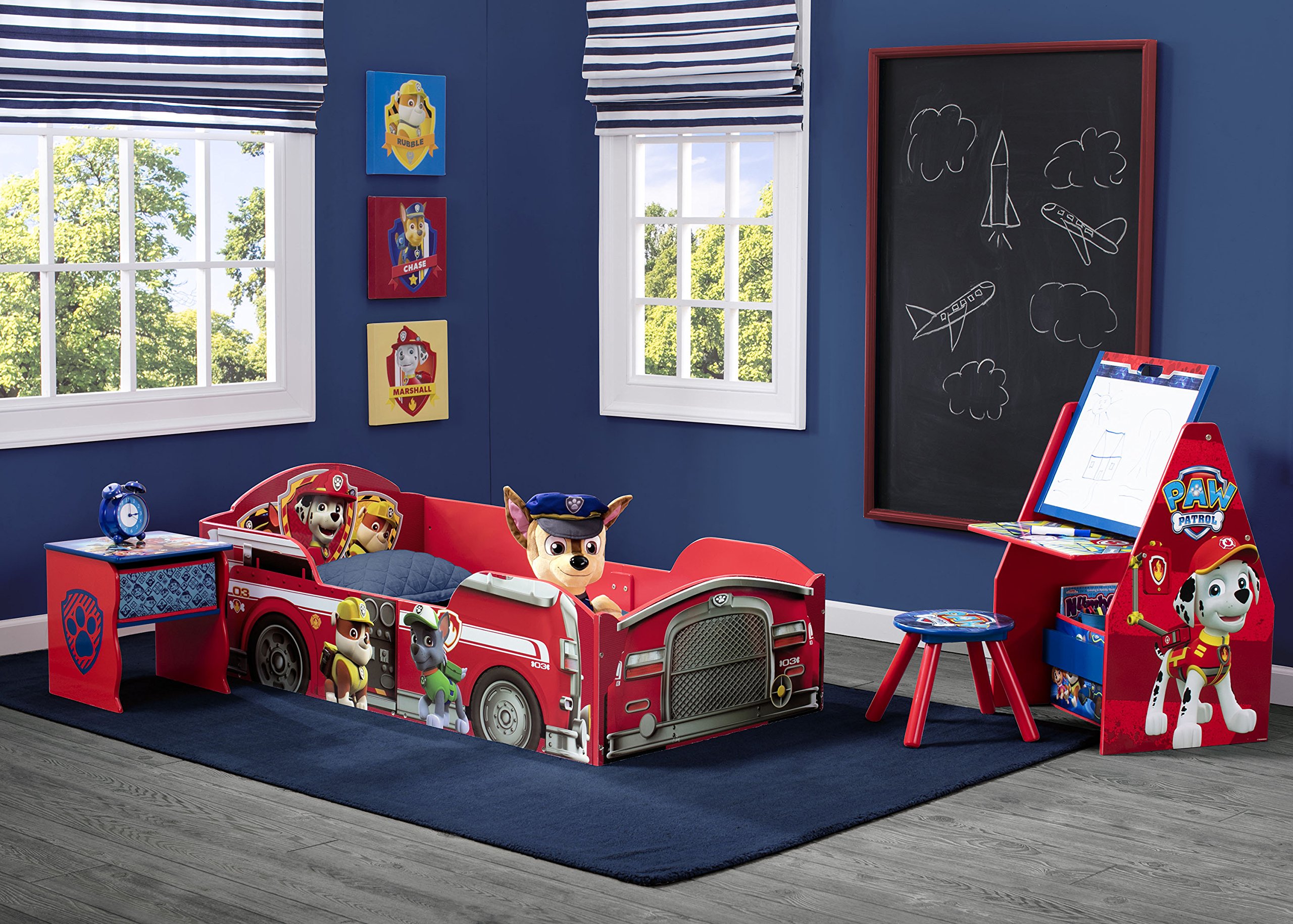 Delta Children Wood Toddler Bed with Nick Jr. PAW Patrol Design & Serta Perfect Slumber Dual-Sided Mattress - Eco-Friendly Recycled Fiber Core | Safe Sleep Solution for Kids' Bedroom & Nursery Decor