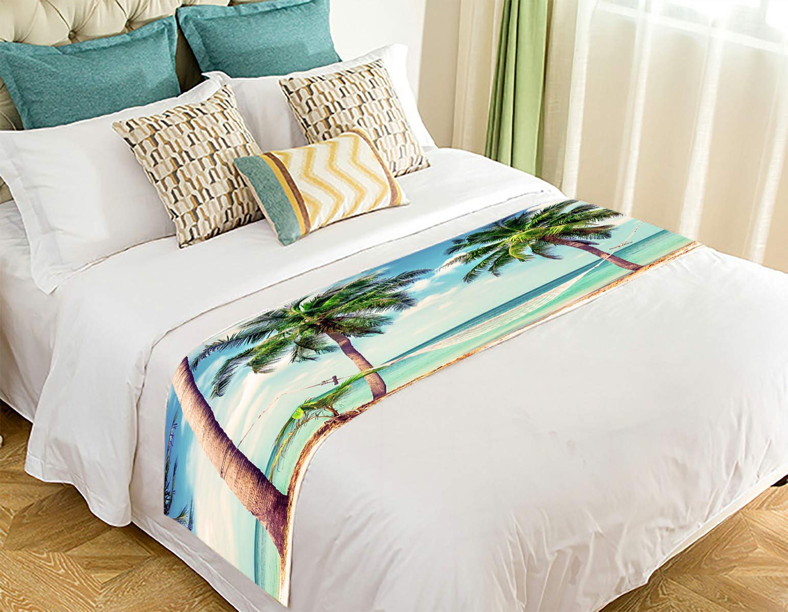 ECZJNT 20x95 Inch Beach Hammock - Palm Tree Hanging Bed for Outdoor Relaxation, Holiday Decor & Bed Runner Scarf - Perfect for Beach, Backyard, Patio & Boho Home Decor