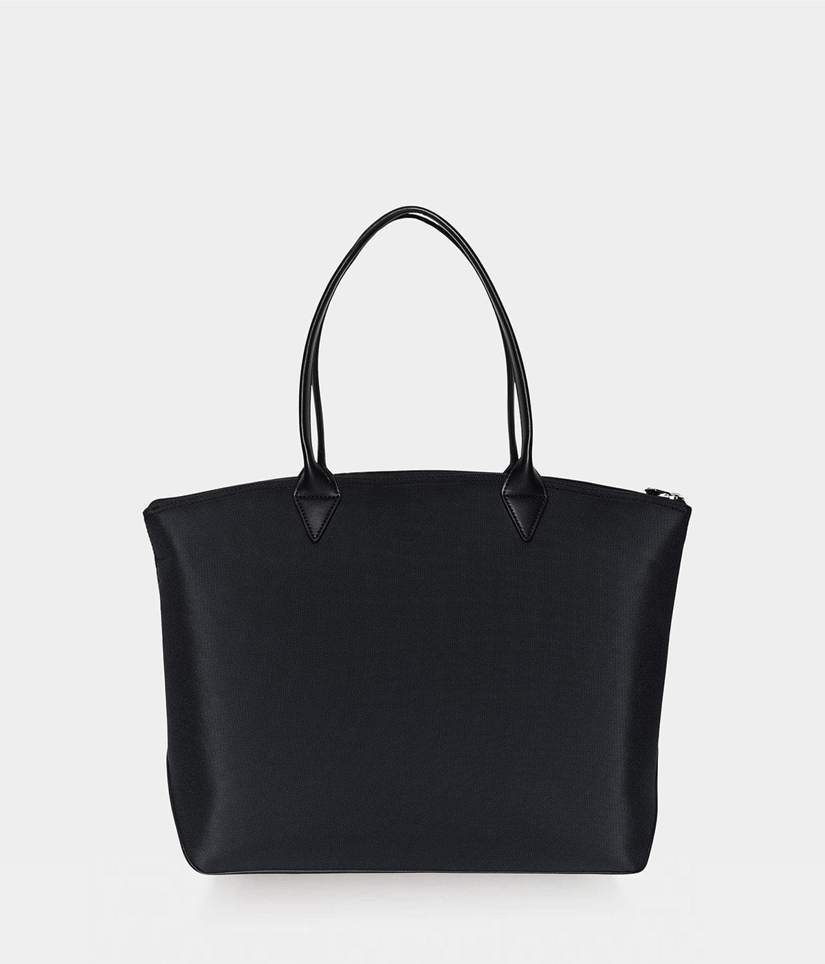 Eco-Friendly Recycled Nylon Tote Bag with Apple Print - Stylish Black Shopping Tote for Groceries, Beach & Daily Use