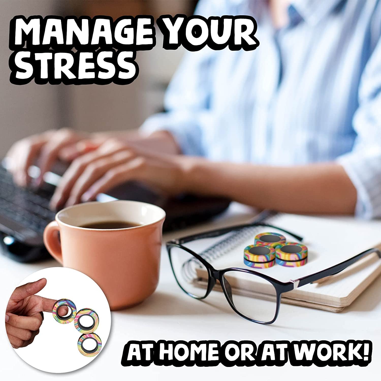 Steemjoey Magnetic Fidget Rings - Stress Relief & Anxiety Therapy Toys for ADHD, Adults & Kids - Perfect for Office, School & Travel - Fun Sensory Fidget Pack for Focus & Relaxation