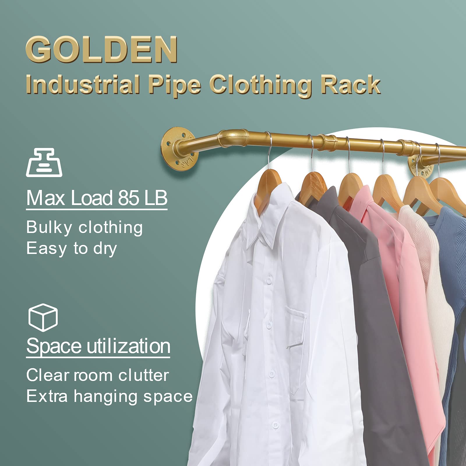 Industrial Gold Pipe Clothing Rack - 40