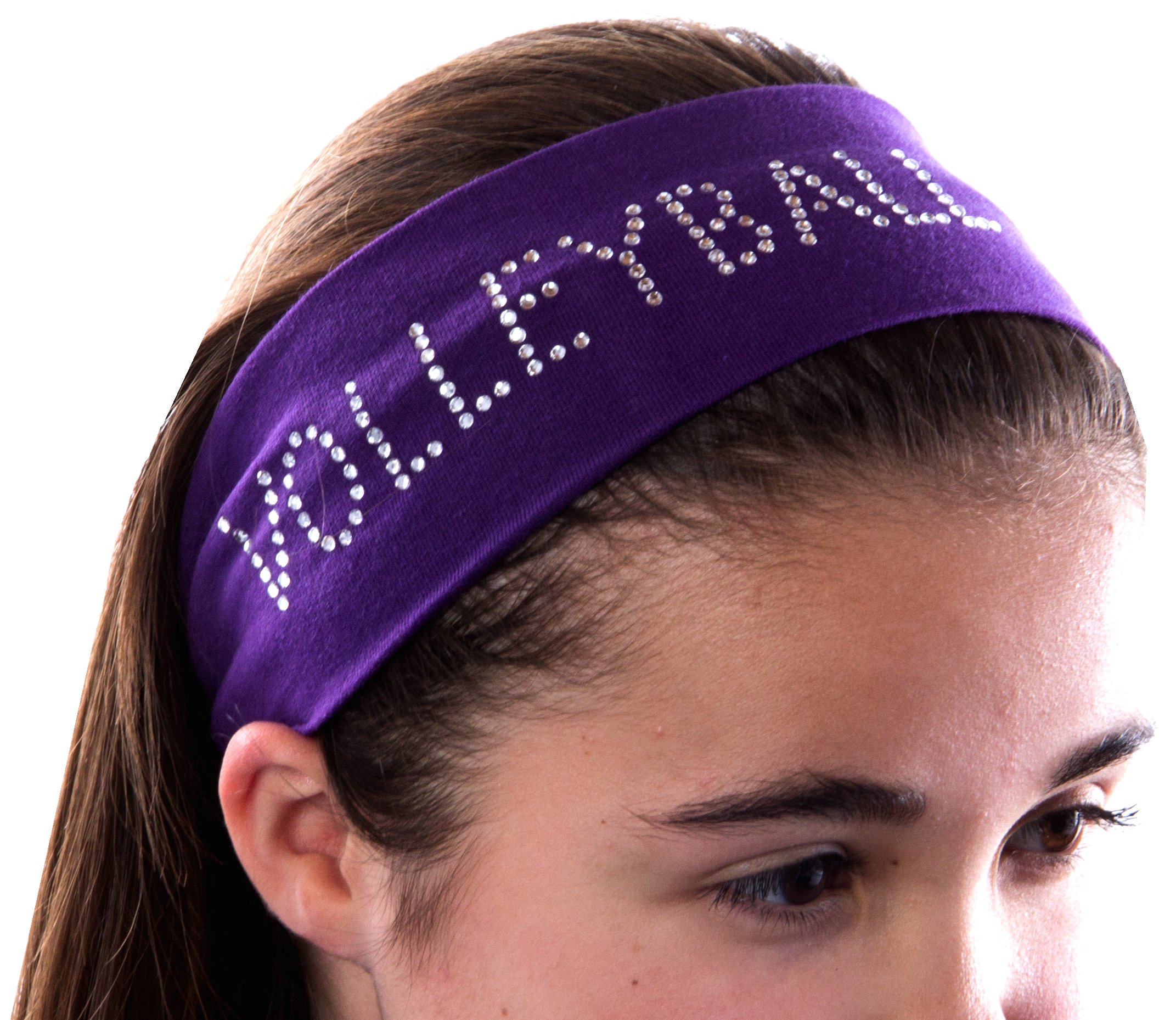 Funny Girl Designs Sparkling Rhinestone Volleyball Headband - Stretchy Cotton Hairband for Girls, Teens & Adults - Perfect Volleyball Team Gift & Sports Accessory for Games, Practice & Fan Support