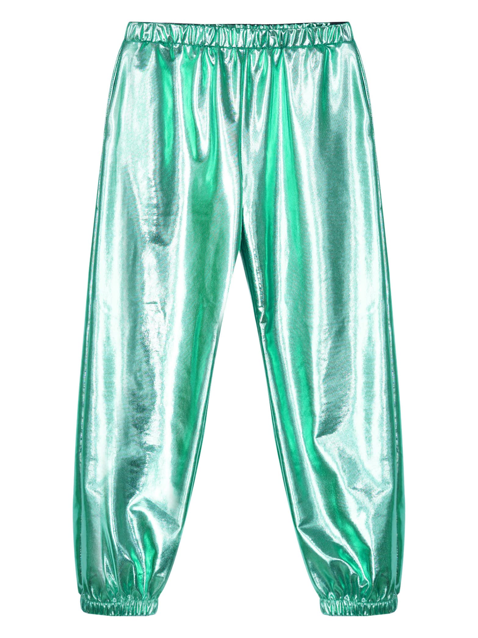 Gold Dance Pants for Girls - Metallic Elastic Harem Pants, Kids Fancy Dress Up Hot Pants - Perfect for Dance Performances, Costume Parties & Playtime