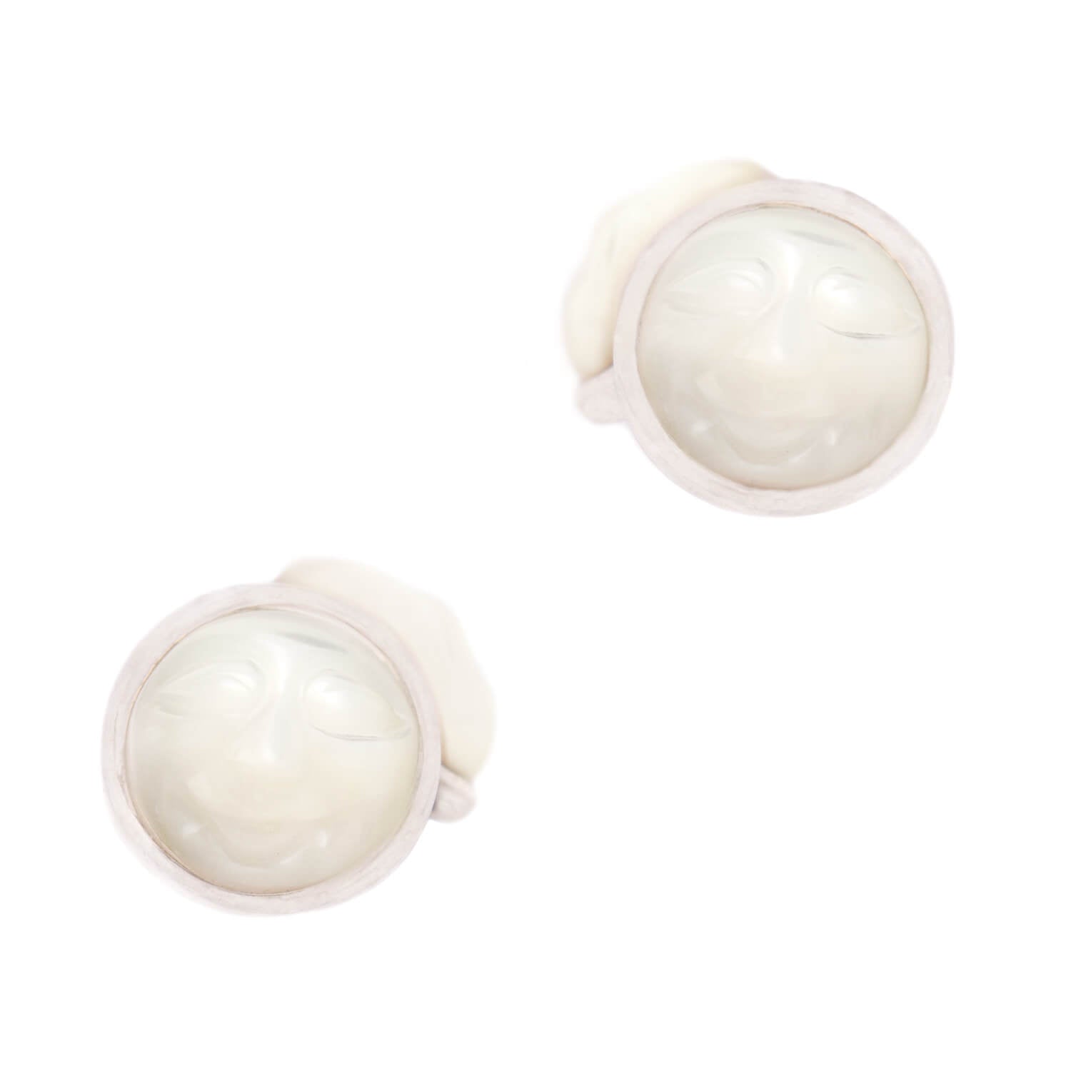 Vintage Sterling Silver Mother of Pearl Moon Face Cufflinks for Men - Elegant Dress Shirt Accessories for Weddings, Business Meetings & Formal Events
