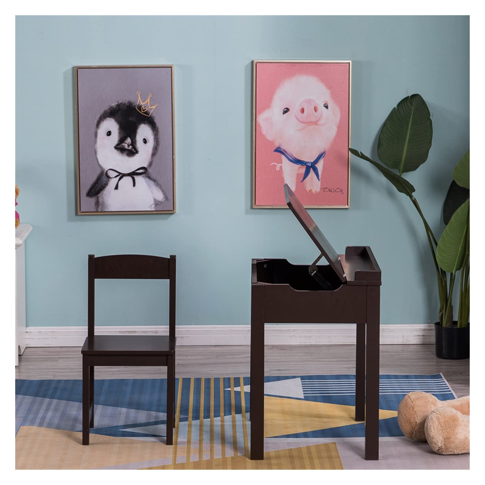 WHNB Kids Study Table and Chair Set with Drawers - Adjustable Children's Desk for Homework & Drawing - Space-Saving Learning Furniture for Bedroom, Playroom & Homeschooling