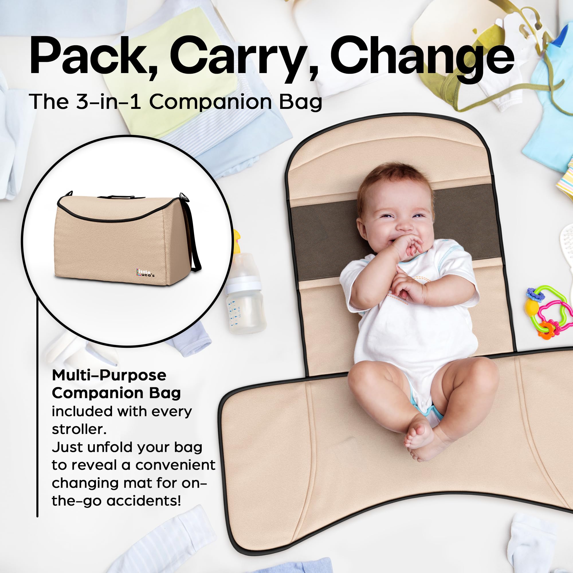 Lightweight Compact Travel Stroller for Airplanes - Foldable Baby Stroller with Convertible Changing Mat & Safety Brake | Perfect Carry-On Stroller for Newborns to Toddlers | Ideal for Air Travel, Shopping & Daily Outings