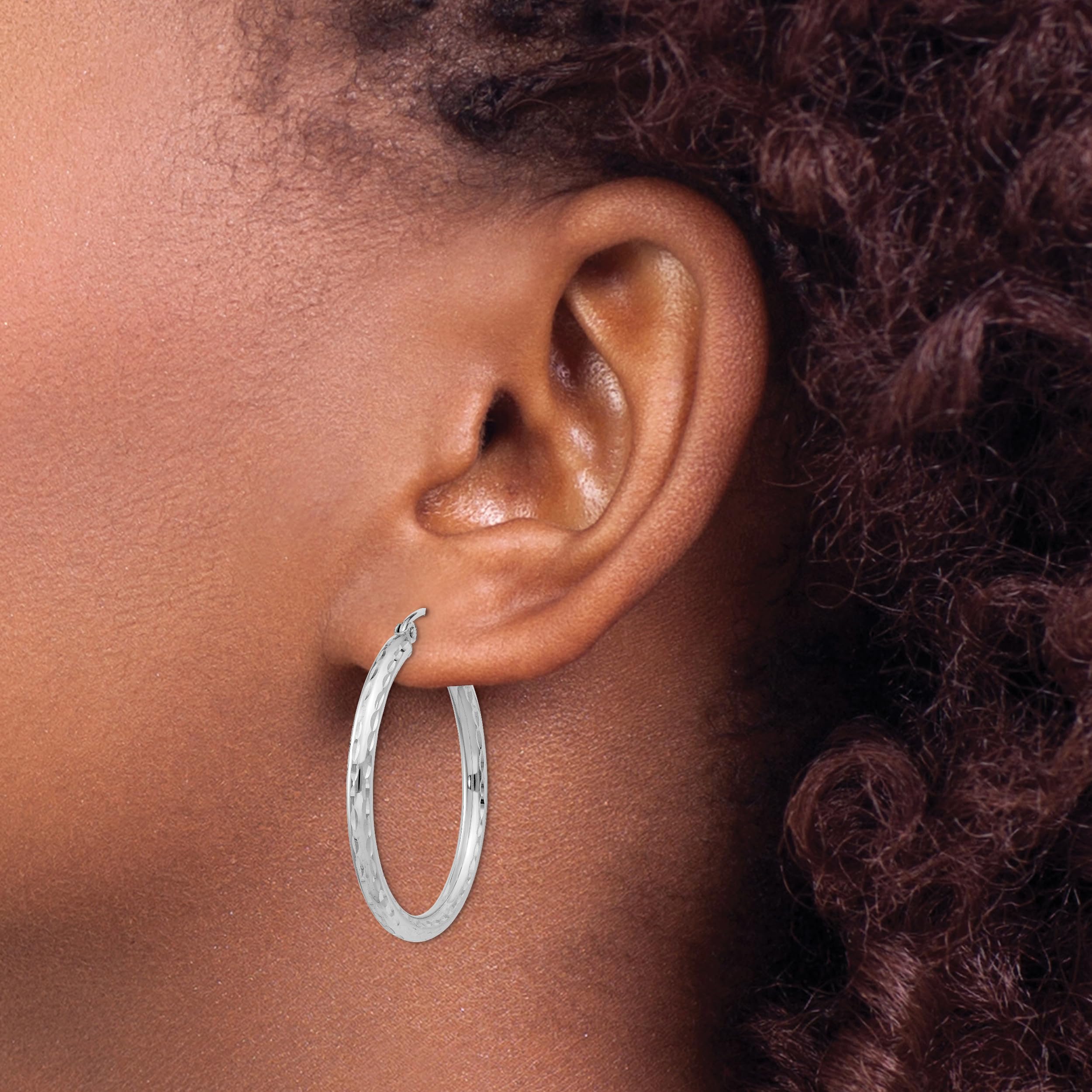 925 Sterling Silver 2.5mm Round Medium Hoop Earrings for Women - Hypoallergenic Dainty Everyday Jewelry - Perfect for Work, Date Night & Gifts