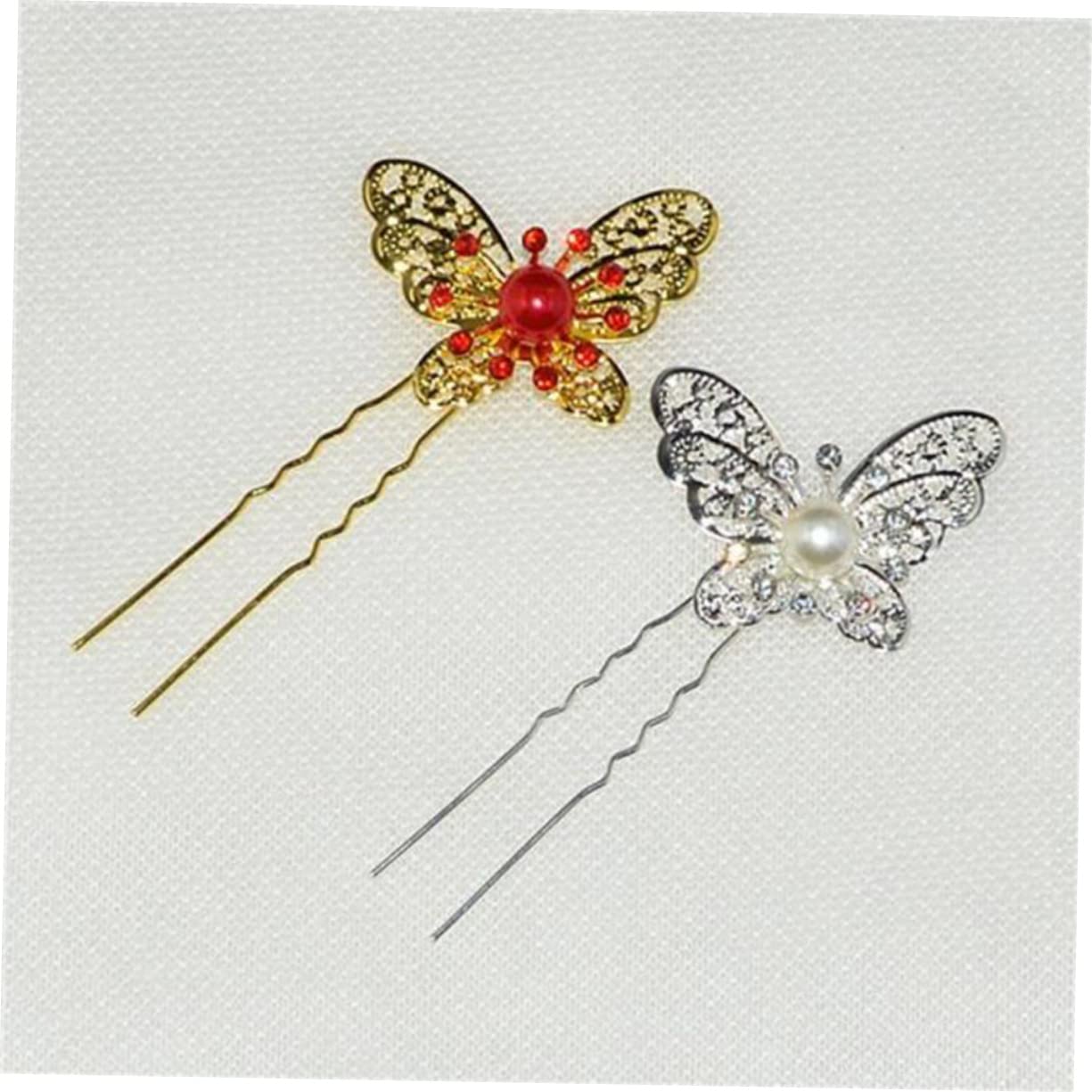 OSALADI 12pcs Rhinestone Pearl Hair Pins - Bridal Hair Accessories Set with Butterfly Design for Wedding, Prom & Special Occasions | Decorative Hair Clips for White Dresses & Updos