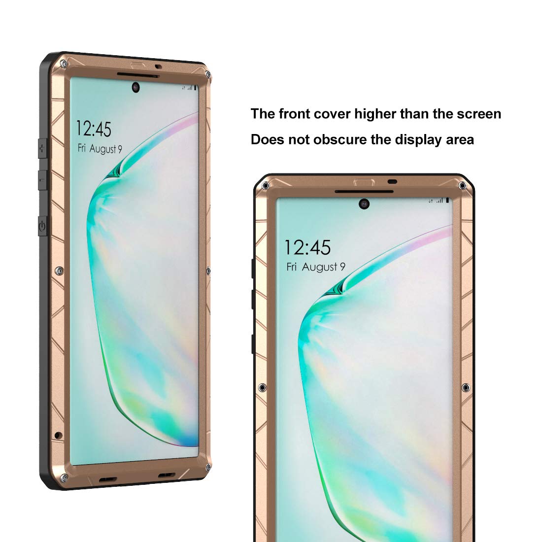 Feitenn Heavy Duty Metal Case for Samsung Galaxy Note 10 Plus/Note 10+ 5G - Military Grade Shockproof Armor with Gorilla Glass Cover & Aluminum Bumper (Gold) | Perfect for Outdoor Adventures, Construction Work & Extreme Protection