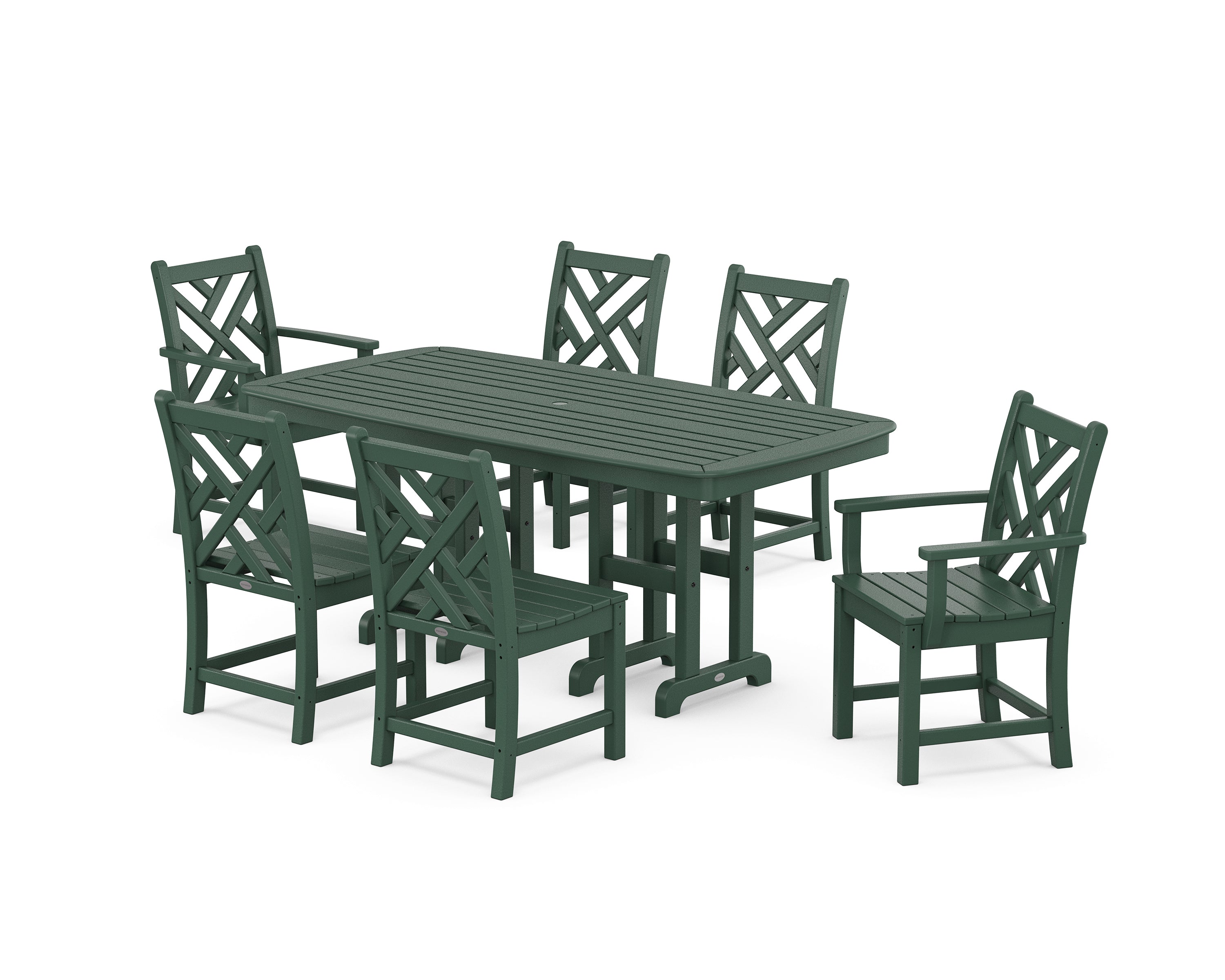 POLYWOOD Chippendale 7-Piece Outdoor Dining Set - Patio Furniture for Backyard, Poolside & Garden - All-Weather Resin Wicker Table & Chairs
