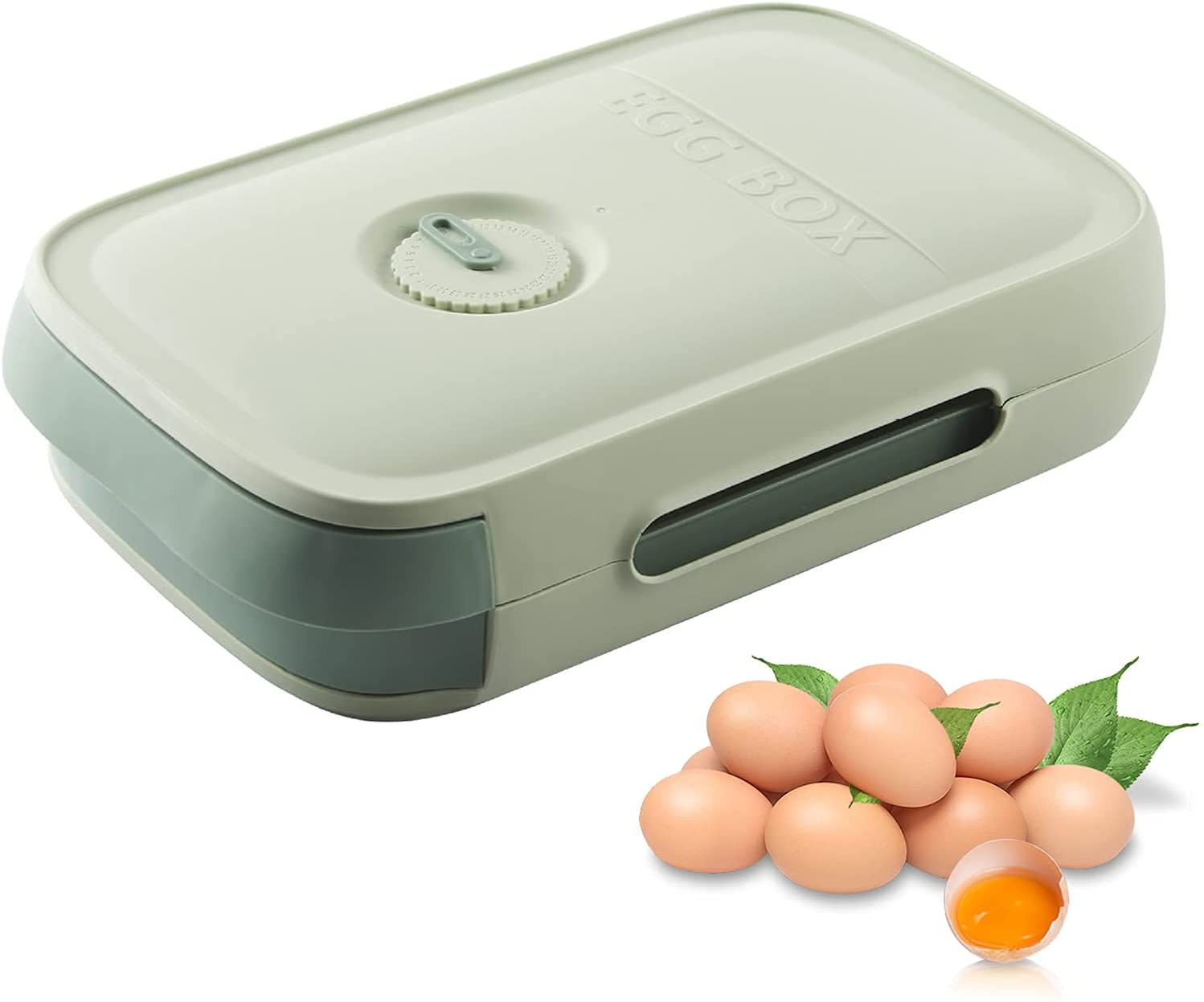Coskira Plastic Egg Storage Box - 12-Count Large Egg Holder Tray for Refrigerator & Kitchen Cabinet - Space Saving Egg Organizer Container for Fresh Eggs (Green) - Perfect for Home Kitchen, Restaurant & Farm Use