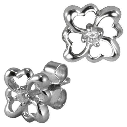 Dahlia Four Leaf Clover Sterling Silver Jewelry Set with Cubic Zirconia - Lucky Charm Pendant Necklace, Earrings & Bracelet Gift for Women - Perfect for St. Patrick's Day, Birthday & Everyday Wear