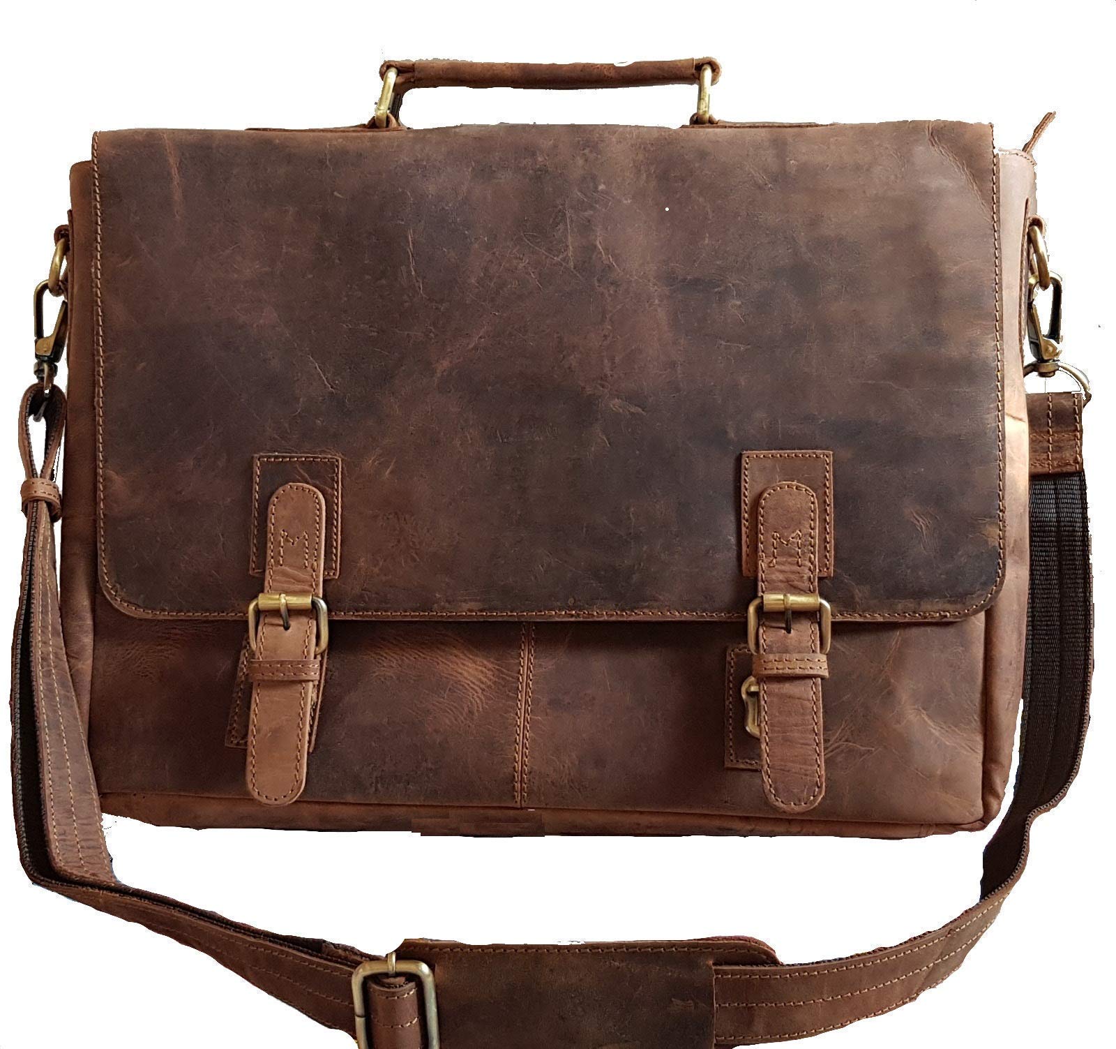 Premium Genuine Leather Laptop Messenger Bag for Men - Customizable Crossbody Business Briefcase - Perfect for Work, Travel & Daily Commute
