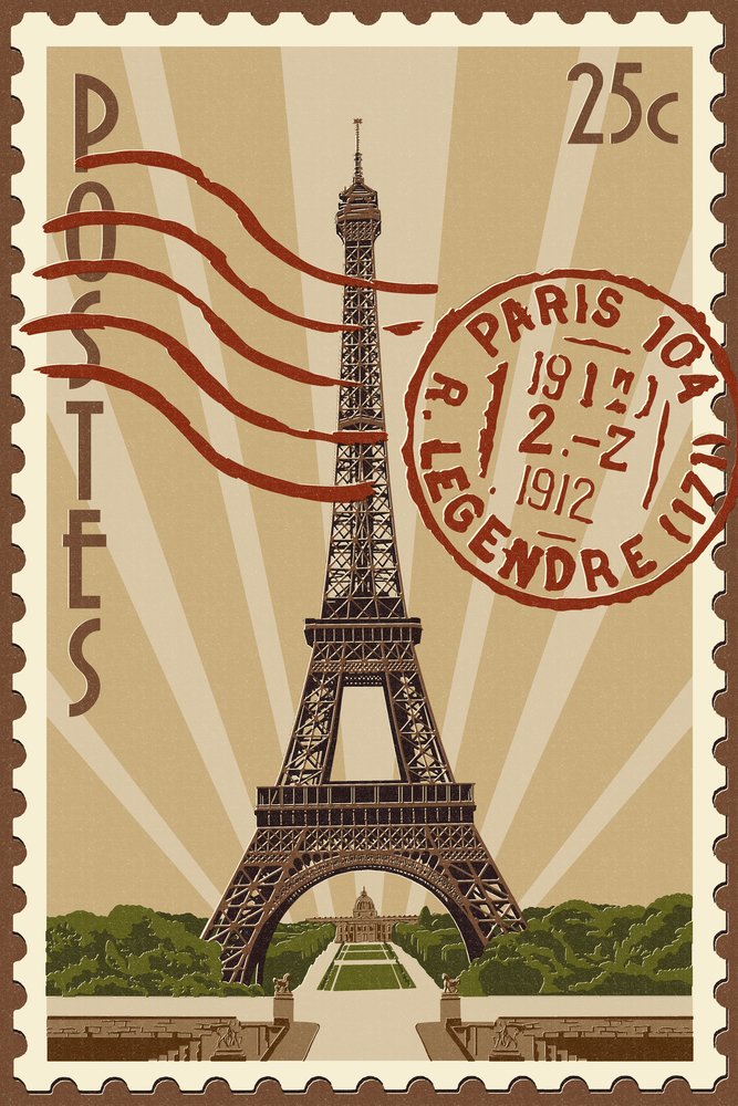Eiffel Tower Letterpress Art Print - 16x24 Giclee Gallery Wall Decor, Paris Travel Poster for Home & Office Decoration | Perfect Gift for Travel Lovers & Francophiles