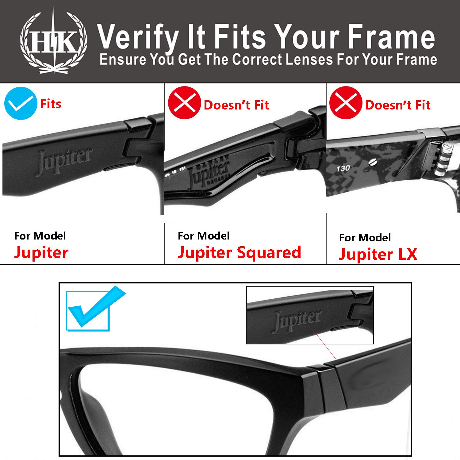 HKUCO Replacement Lenses for Oakley Jupiter Sunglasses - Polarized & UV Protection - Perfect for Men's Outdoor Activities, Running, Cycling & Driving