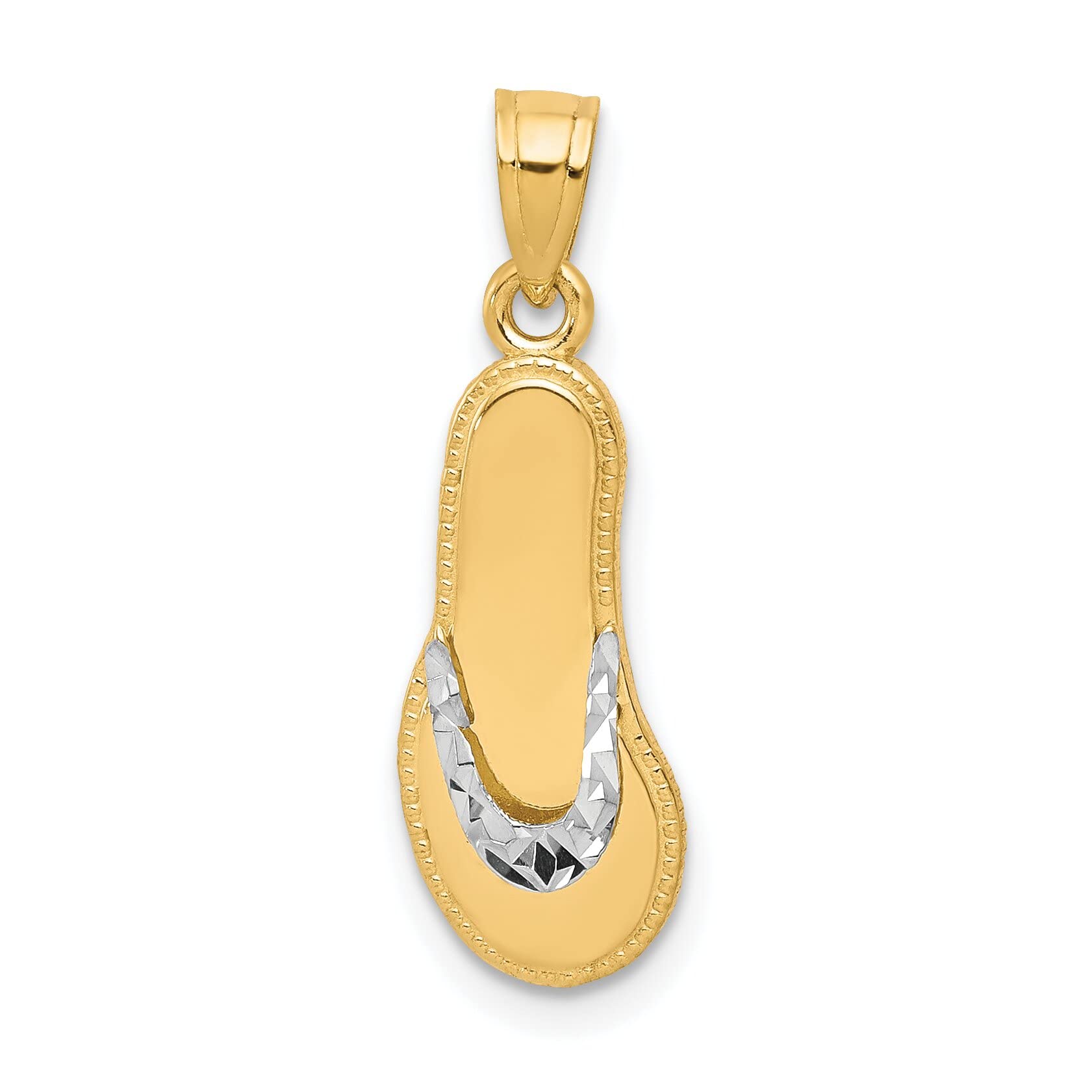 FindingKing 10K Gold & Rhodium Plated Flip Flop Charm Pendant Necklace - Perfect for Beach Vacations, Summer Parties & Gift Giving