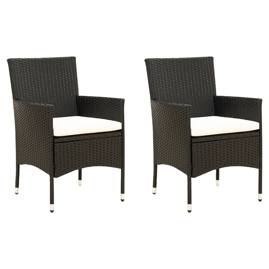 Outdoor Patio Furniture Set - 2-Piece Black Poly Rattan Chairs with Cushions for Garden, Backyard, Lawn, Porch, Poolside & Balcony | Perfect for Relaxing, Entertaining & Sunbathing