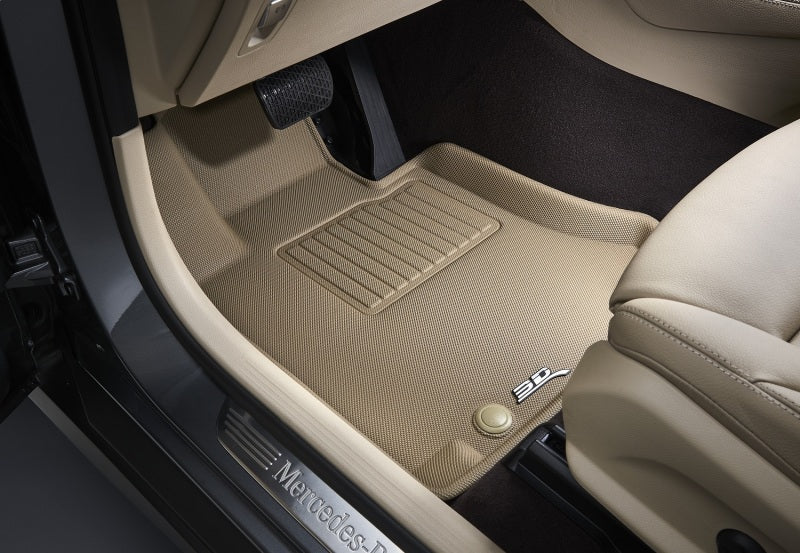3D MAXpider Kagu Custom Fit Floor Mats for 2015-2020 Chevrolet Colorado & GMC Canyon Crew Cab (1st Row, Tan) - All-Weather Protection & Easy Cleaning for Trucks, SUVs, and Daily Commuting