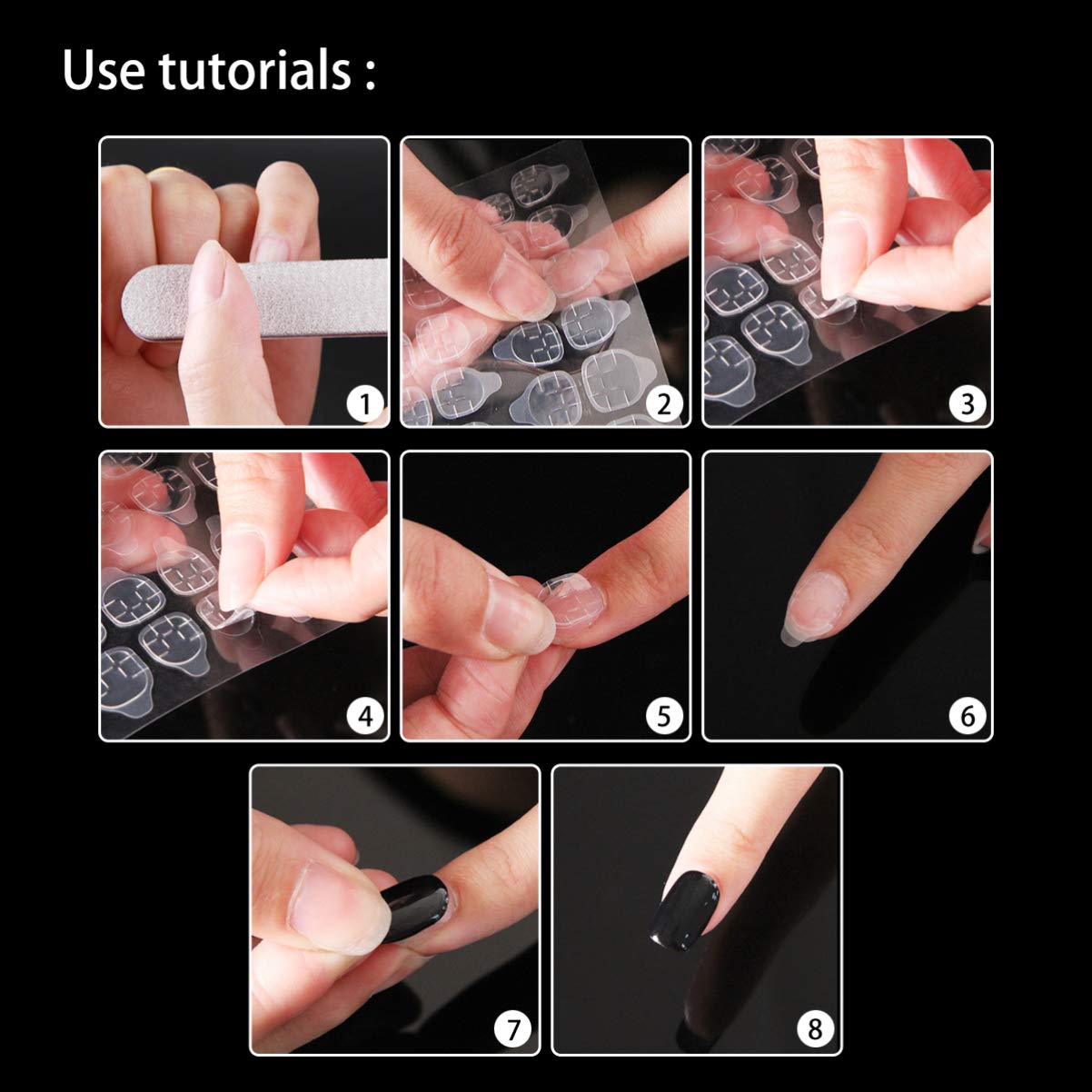 16 Sheets Double-Sided Nail Art Glue Stickers - False Nail Tips Adhesive, Temporary & Eco-Friendly Nail Glue for Women & Girls - Perfect for DIY Manicures, Nail Extensions & Salon-Quality Nails at Home