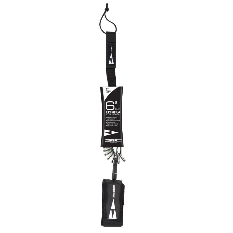 SIC Maui SUP Hybrid Coil Straight Leash for Stand Up Paddle Board - Durable Surfing & Paddle Boarding Safety Accessory for Ocean, Lake, and River Adventures