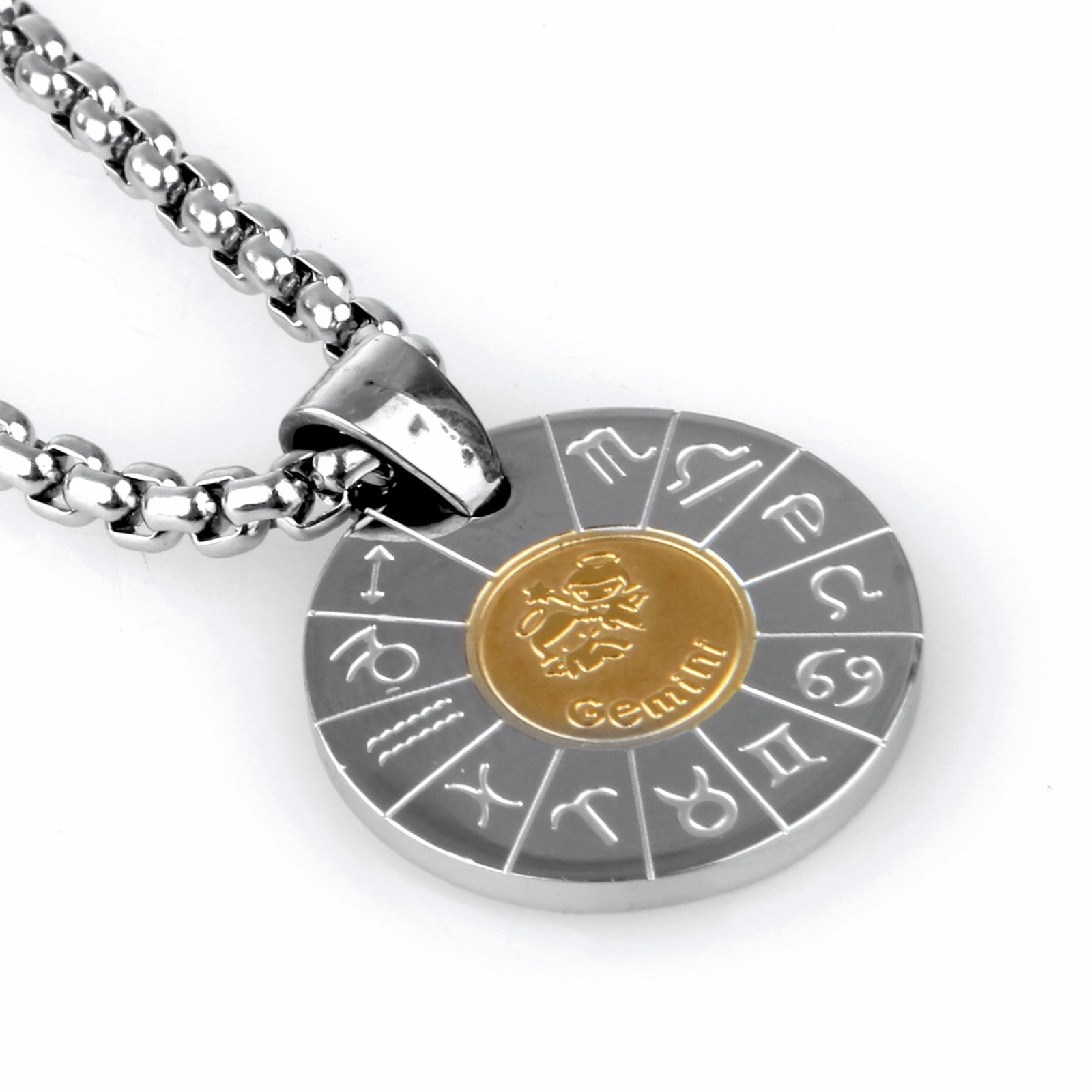 Gemini Constellation Pendant Necklace - Stainless Steel Zodiac Jewelry, Retro Charm Necklace for Women, Perfect Birthday Gift & Lucky Charm for Daily Wear, Office & Special Occasions