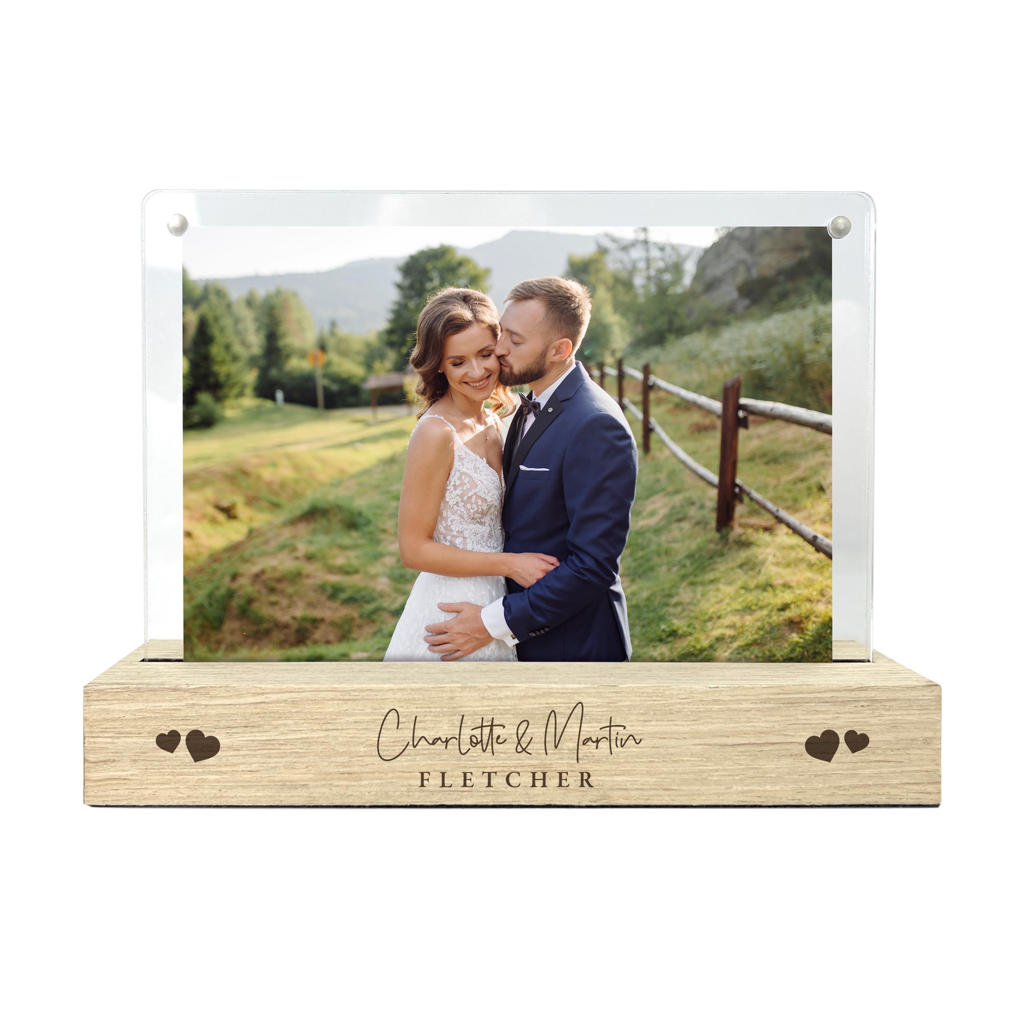 Personalized Wedding Script Wooden Photo Frame 6x4 Inch - Perfect for Wedding Photos, Anniversary Gifts & Home Decor