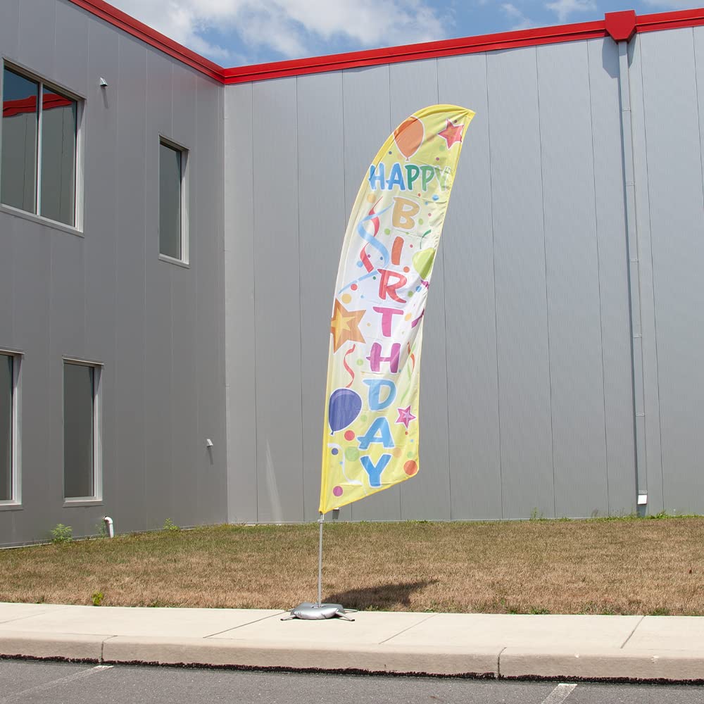 Vispronet Happy Birthday Feather Flag Kit – 13.5ft Pole Set with Cross Base, Weight Bag & Pole Sleeve – Perfect for Birthday Parties, Outdoor Celebrations, Store Decorations & Event Venues – Made in USA – Ideal for Backyard BBQs, Retail Promotions & Festival Decor