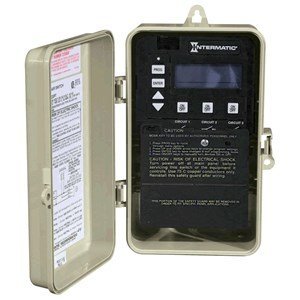Intermatic PE153P 120/240V 3-Circuit Digital Timer - Waterproof Outdoor Timer for Lights, Heaters & Pool Pumps - 7 Preprogrammed Modes with Freeze Protection - Perfect for Home Automation, Landscape Lighting & Swimming Pool Control