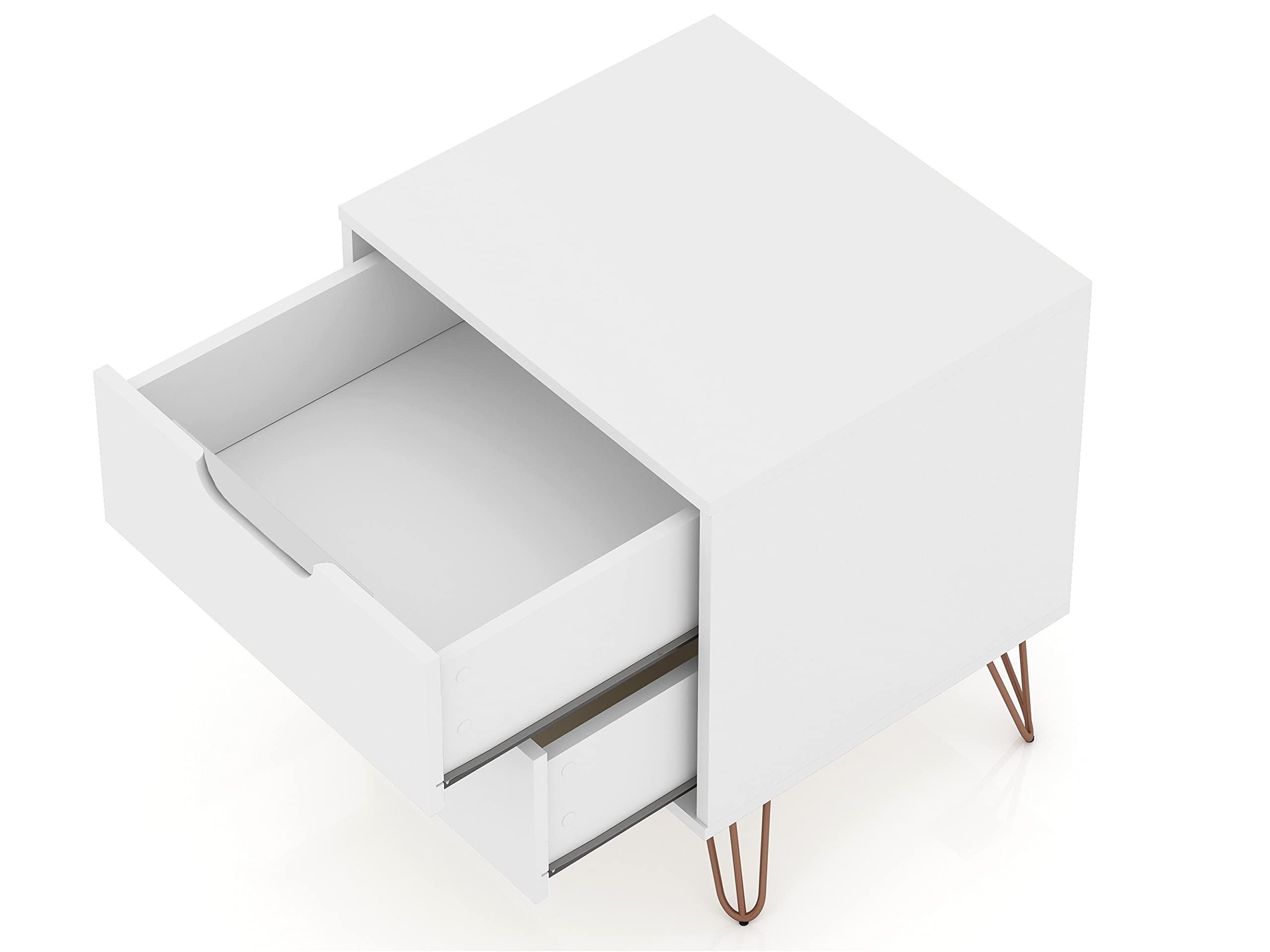 Mid Century Modern Nightstands Set of 2 - White Minimalist Bedside Tables with Drawers for Bedroom & Living Room | Storage Organizer & Display Shelf for Small Spaces | Perfect for Apartments, Dorms & Guest Rooms