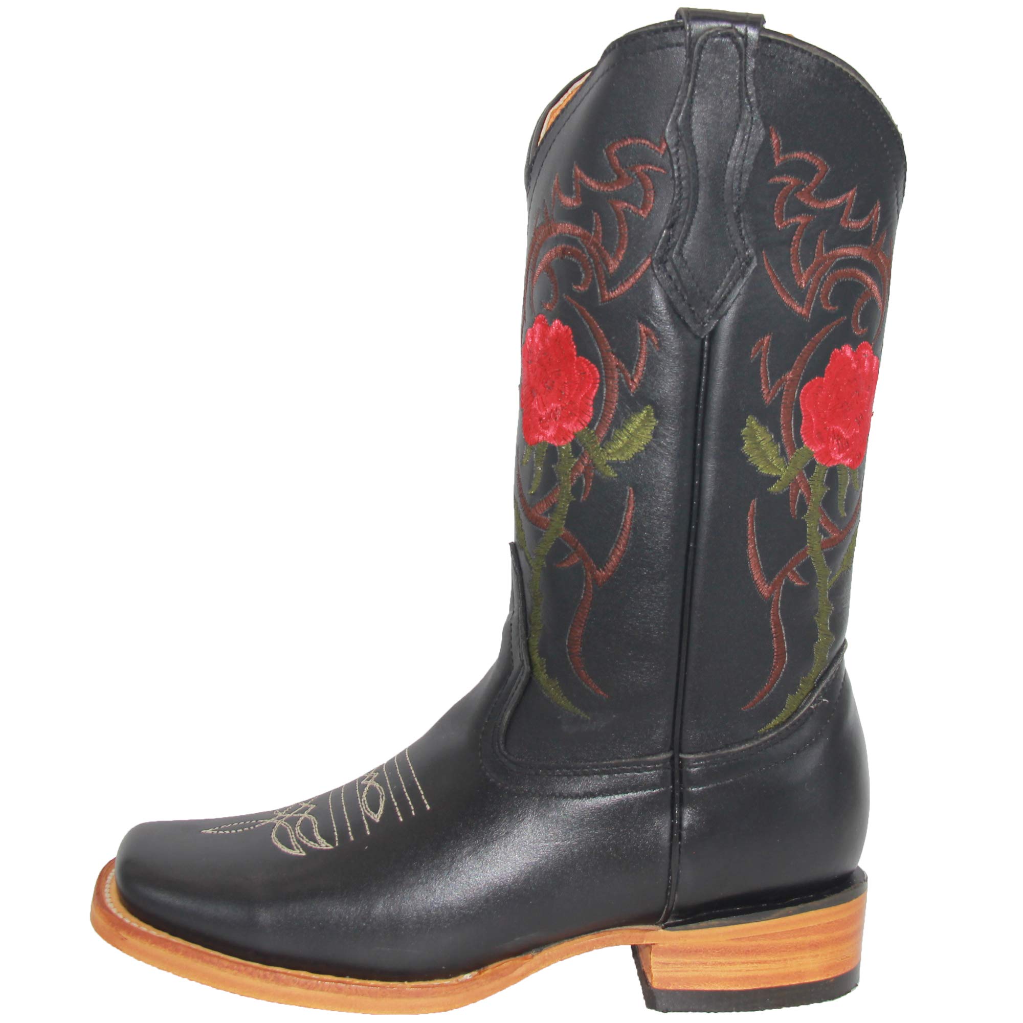 Women's Western Cowgirl Boots - Genuine Leather Floral Embroidery for Country Style | Perfect for Rodeo, Line Dancing & Casual Wear