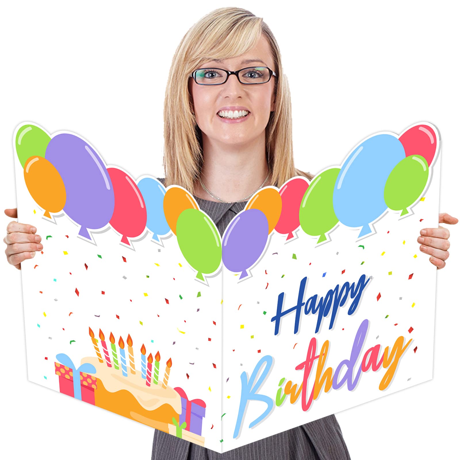 Jumbo Birthday Card & Giant Guest Book - 14x22 Inch Extra Large Happy Birthday Party Signs Decorations for Women, Men, Boss | Perfect for Birthday Celebrations, Office Parties & Special Events