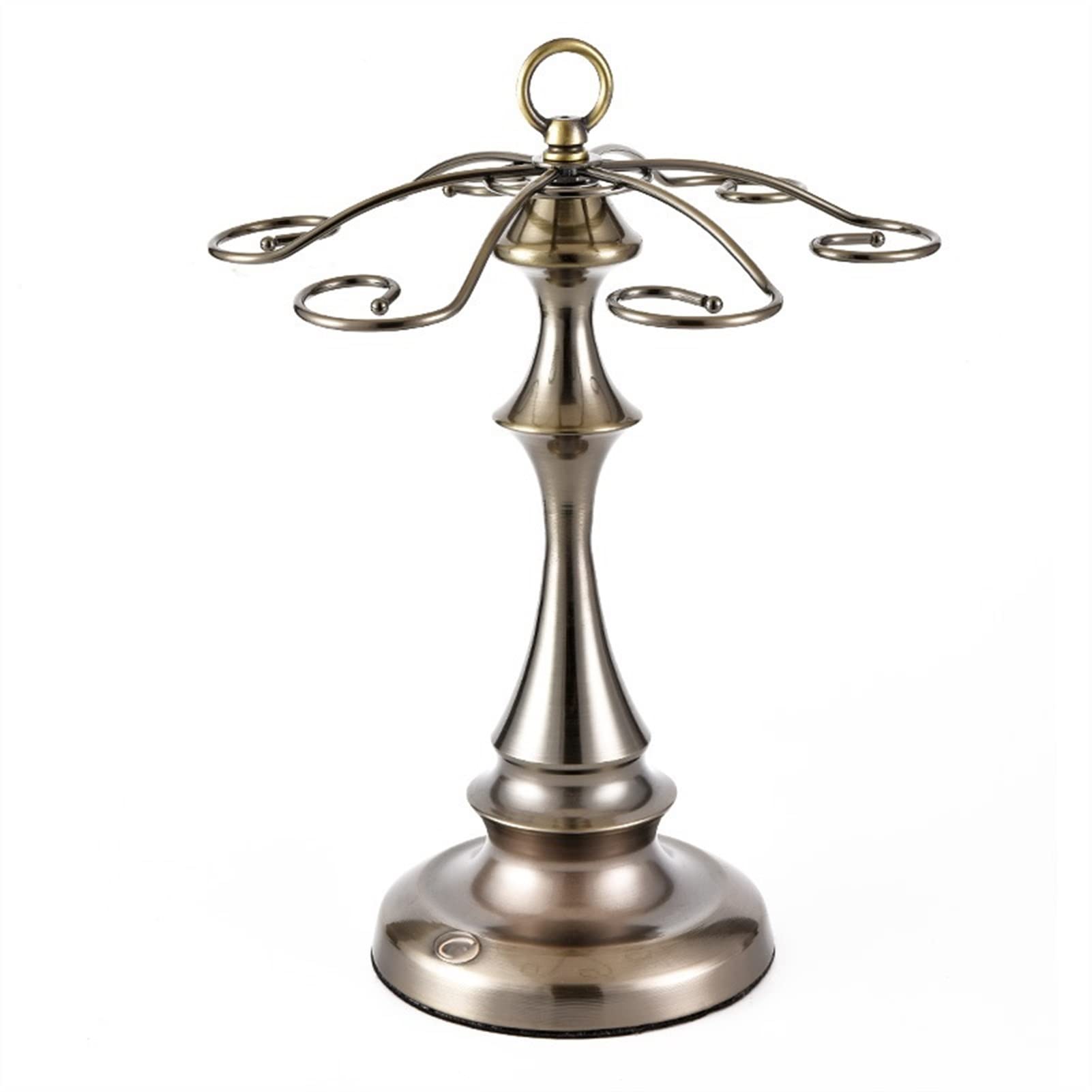WSQSN 6-Hook Upside Down Wine Glass Holder - Freestanding Countertop Wine Rack for Home Bar & Kitchen Storage (Bronze) | Perfect for Wine Cellars, Restaurants & Party Serving