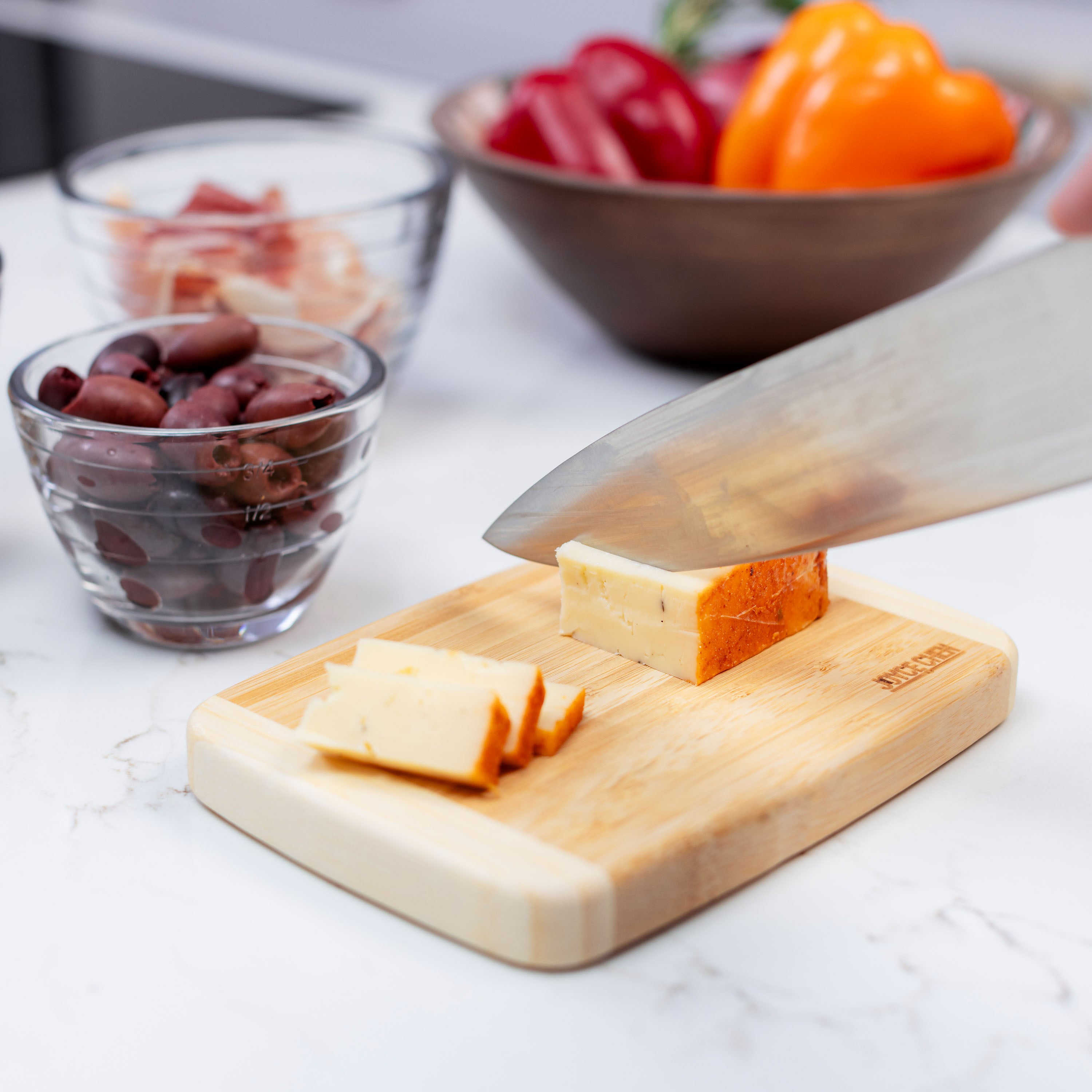 Premium Compact Burnished Bamboo Cutting Board - 5x7 Inches Small Kitchen Chopping Board for Fruits, Vegetables & Cheese - Perfect for RV, Camping & Small Spaces