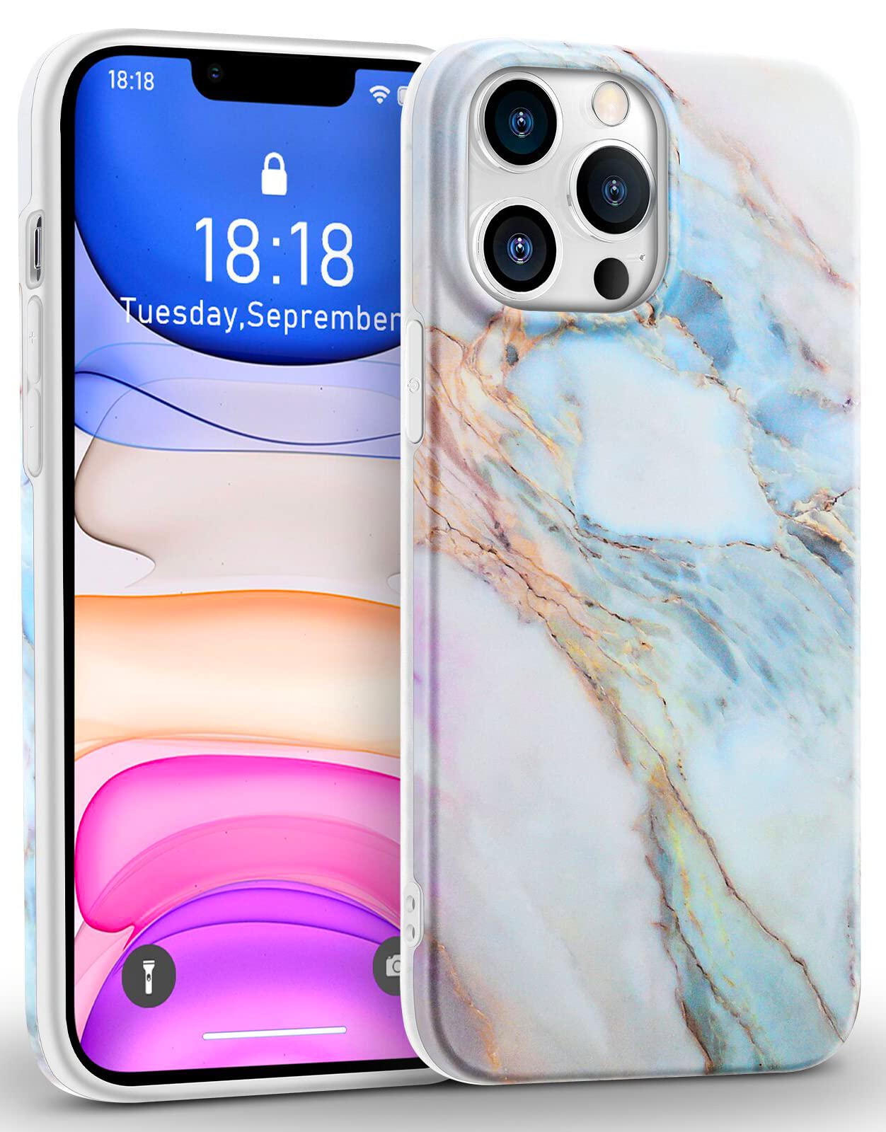 Cute Pink Marble Slim Soft Silicone Gel Case for iPhone 13 Pro Max (6.7 Inch) - Girly Protective Phone Cover for Women & Girls | Perfect for Everyday Use, Work, and Travel