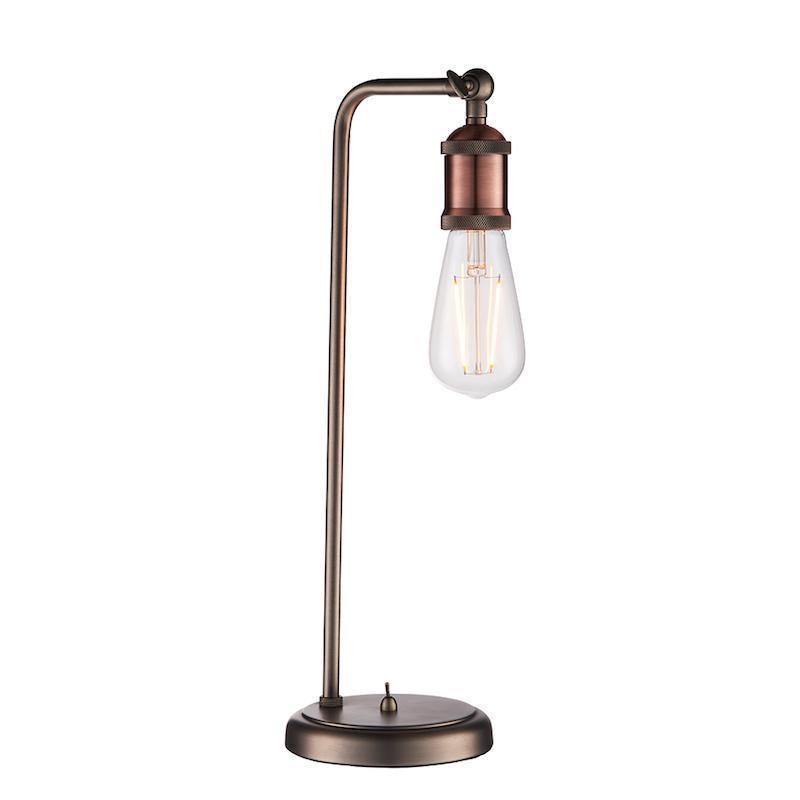 Endon Hal 1 Light Tall Copper Table Lamp with Switch - Modern Bedside & Living Room Lighting for Home Decor