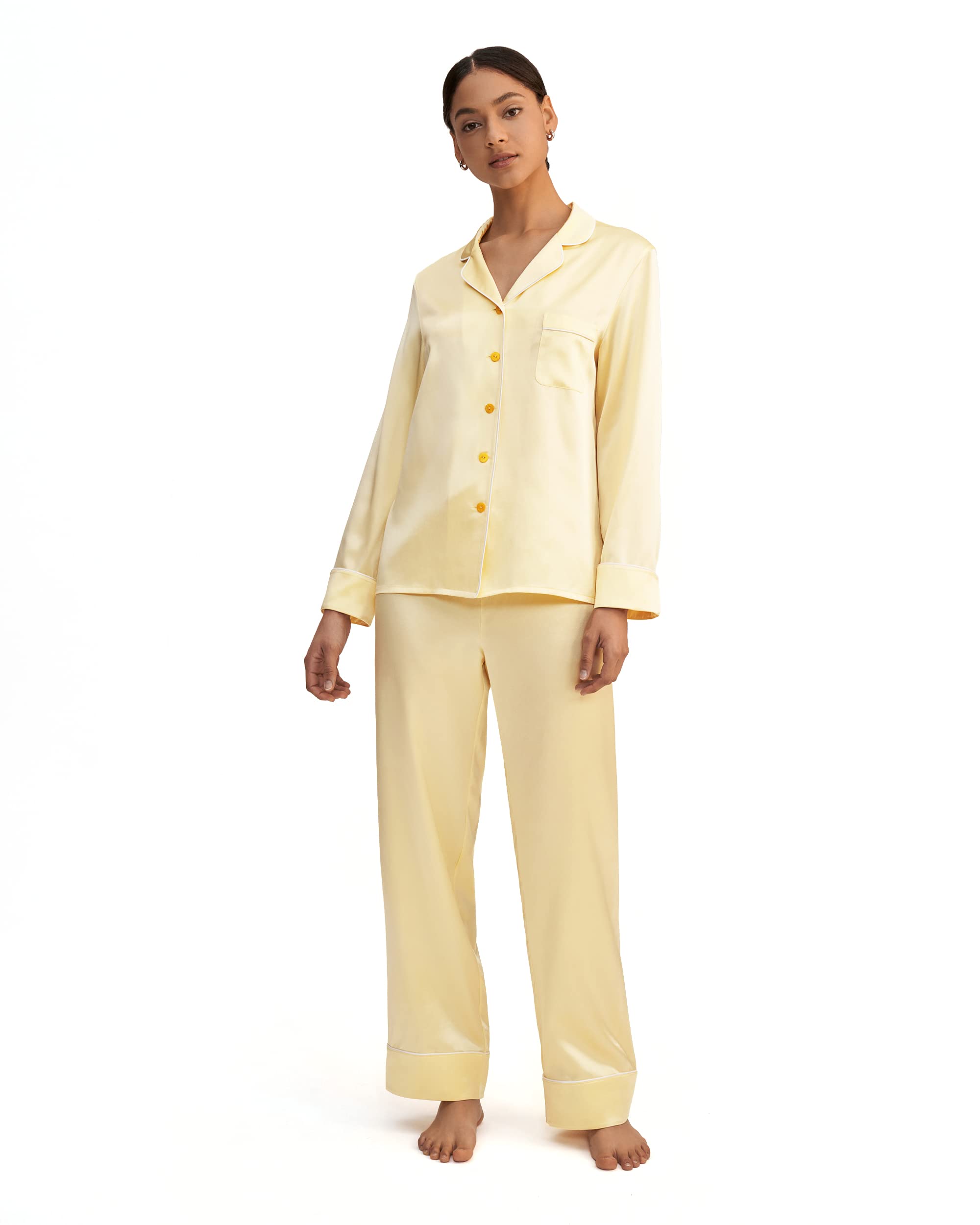 Luxury 22 Momme Natural Golden Cocoon Silk Pajama Set for Women - Soft 2-Piece Sleepwear for Comfortable Nights & Relaxing Evenings - Perfect Gift for Mother's Day & Anniversary