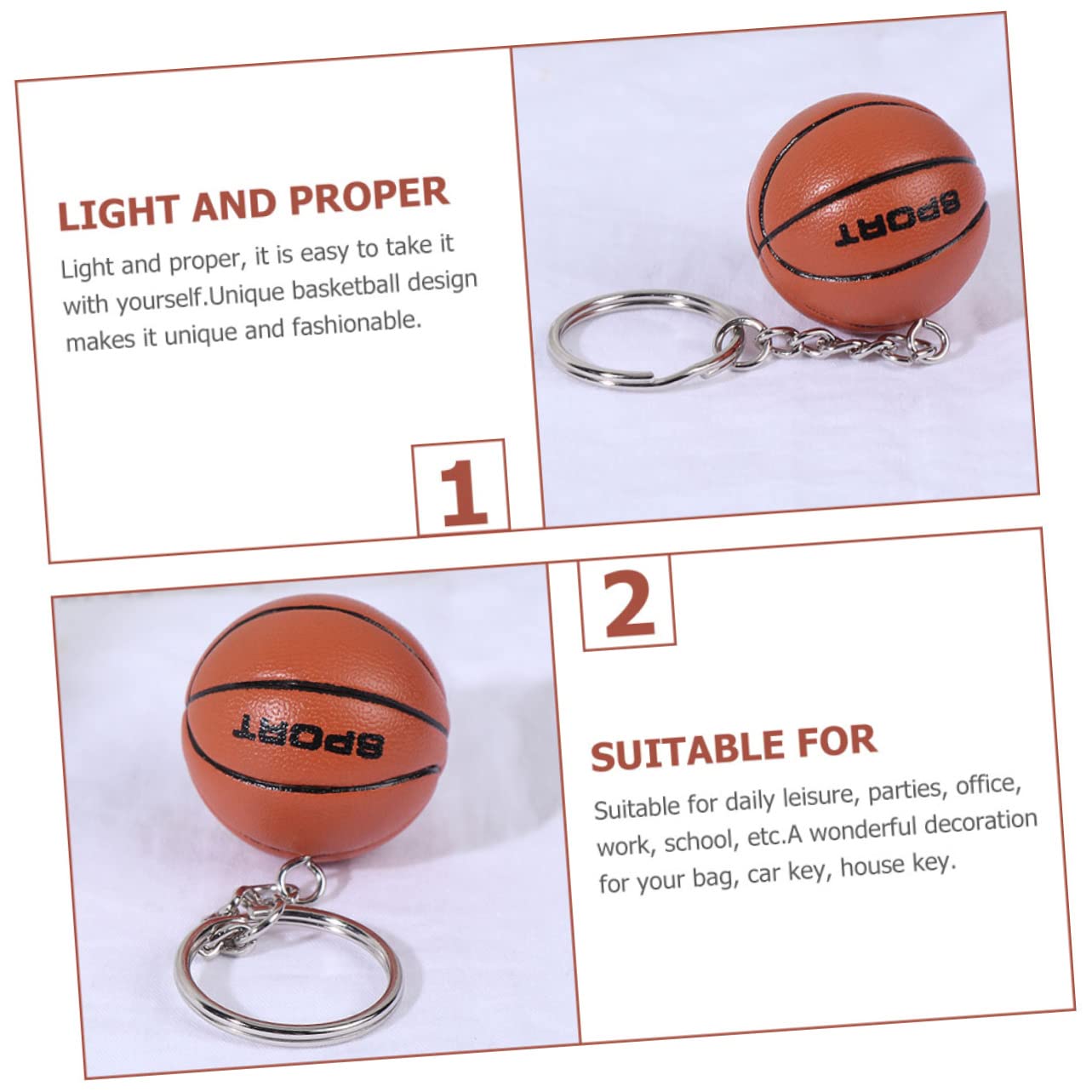 Balacoo 14 Pcs Mini Basketball Keychain Set - PU Leather Sports Keychain Charms for Basketball Fans - Perfect for Backpacks, Gifts, and Team Spirit Accessories