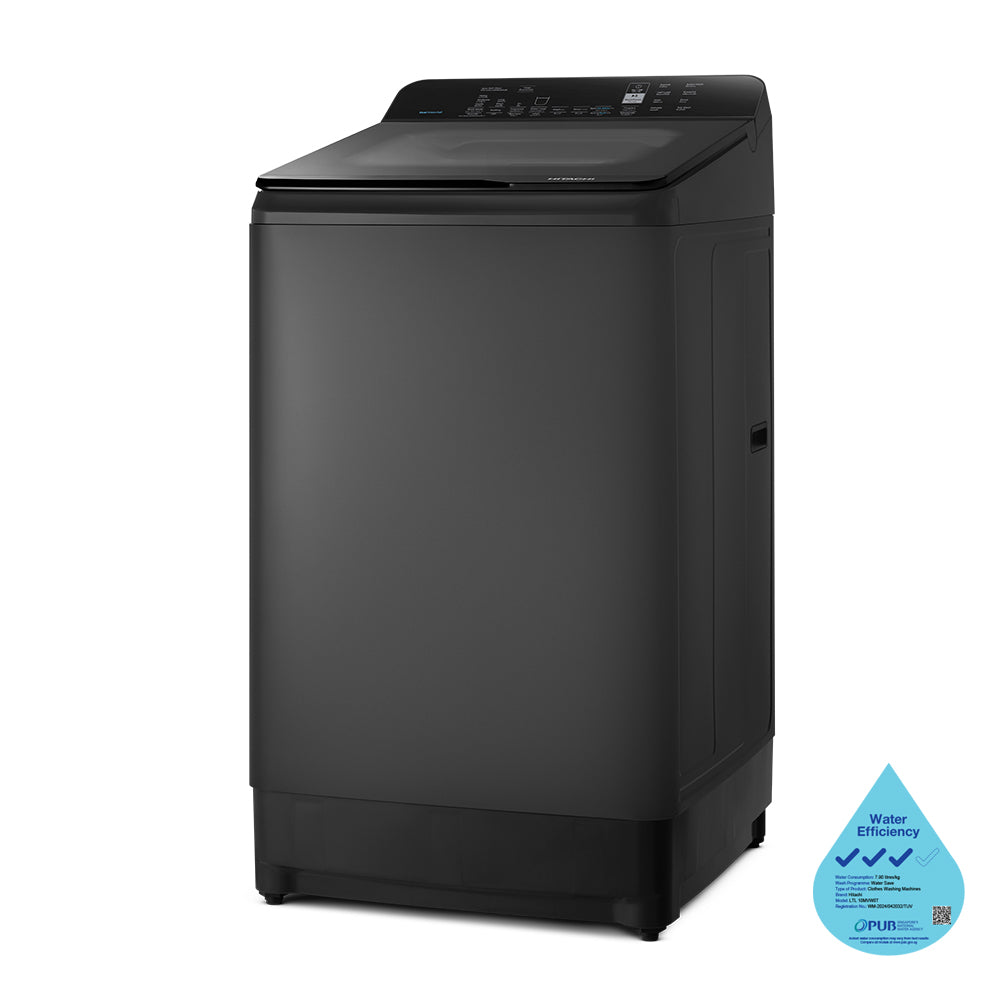 Hitachi 10KG Top Load Washing Machine with Dual Waterfall - Energy Efficient, Large Capacity for Family Laundry - Perfect for Homes, Apartments, and Laundromats